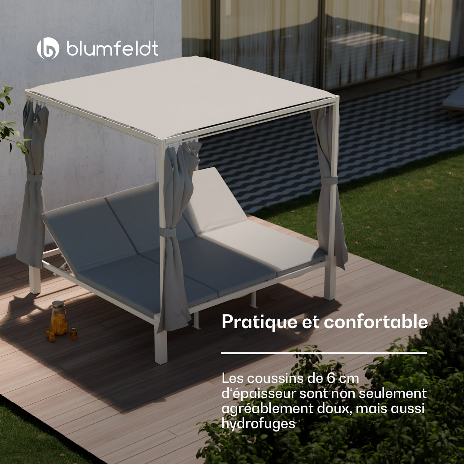 Eremitage Triple Sunbed Lit de bronzage | protection solaire | jusqu'à 3 personnes | cadre en aluminium | résistant aux intempéries 