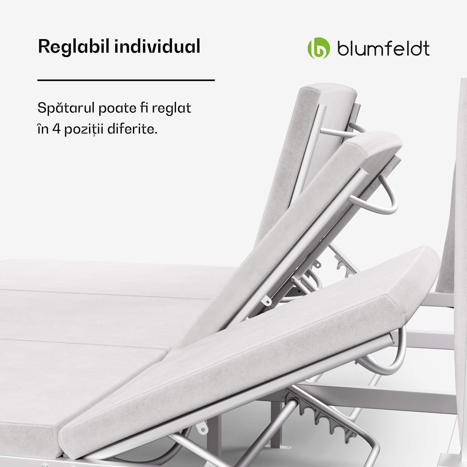 Eremitage Triple șezlong triplu, protecție solară, până la 3 persoane, cadru din aluminiu, rezistent la intemperii 