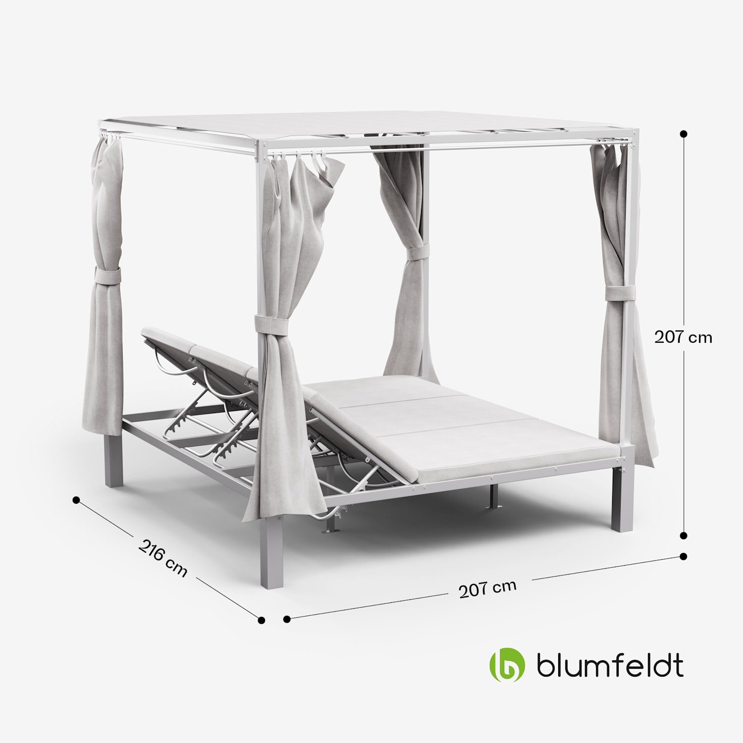 Lettino prendisole Eremitage Triple Sunbed | Protezione dal sole | Spazio fino a 3 persone | Struttura in alluminio | Resistente alle intemperie 