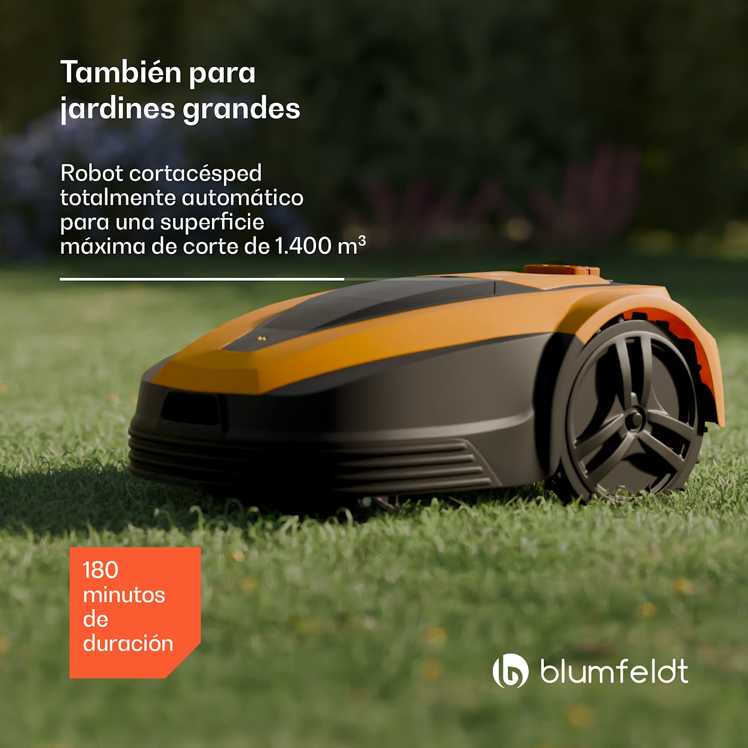 Garden Hero | robot cortacésped inteligente de hasta 1.400 m² | 3h de autonomía | sensor anticolisión 