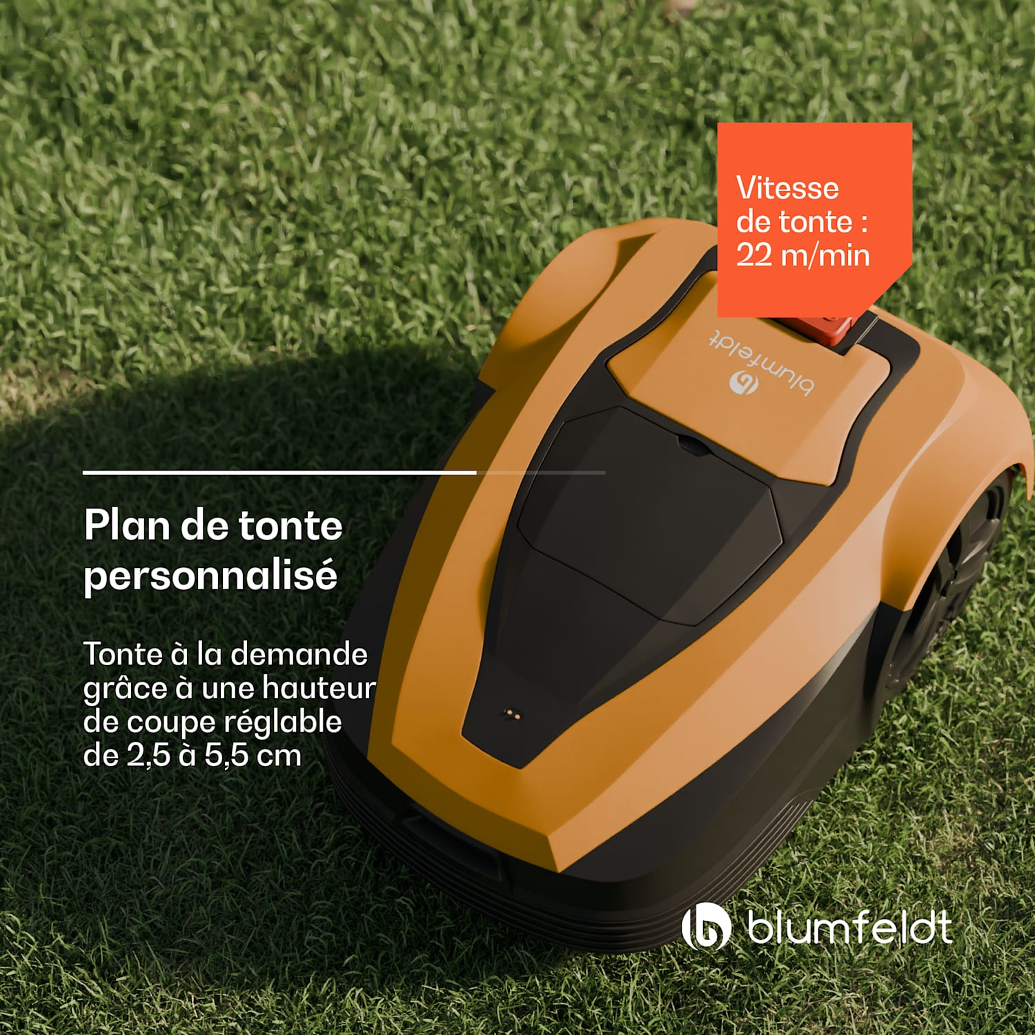 Garden Hero | Robot de tonte intelligent jusqu'à 1400 m² | Autonomie de 3 h | Capteur anti-collision 