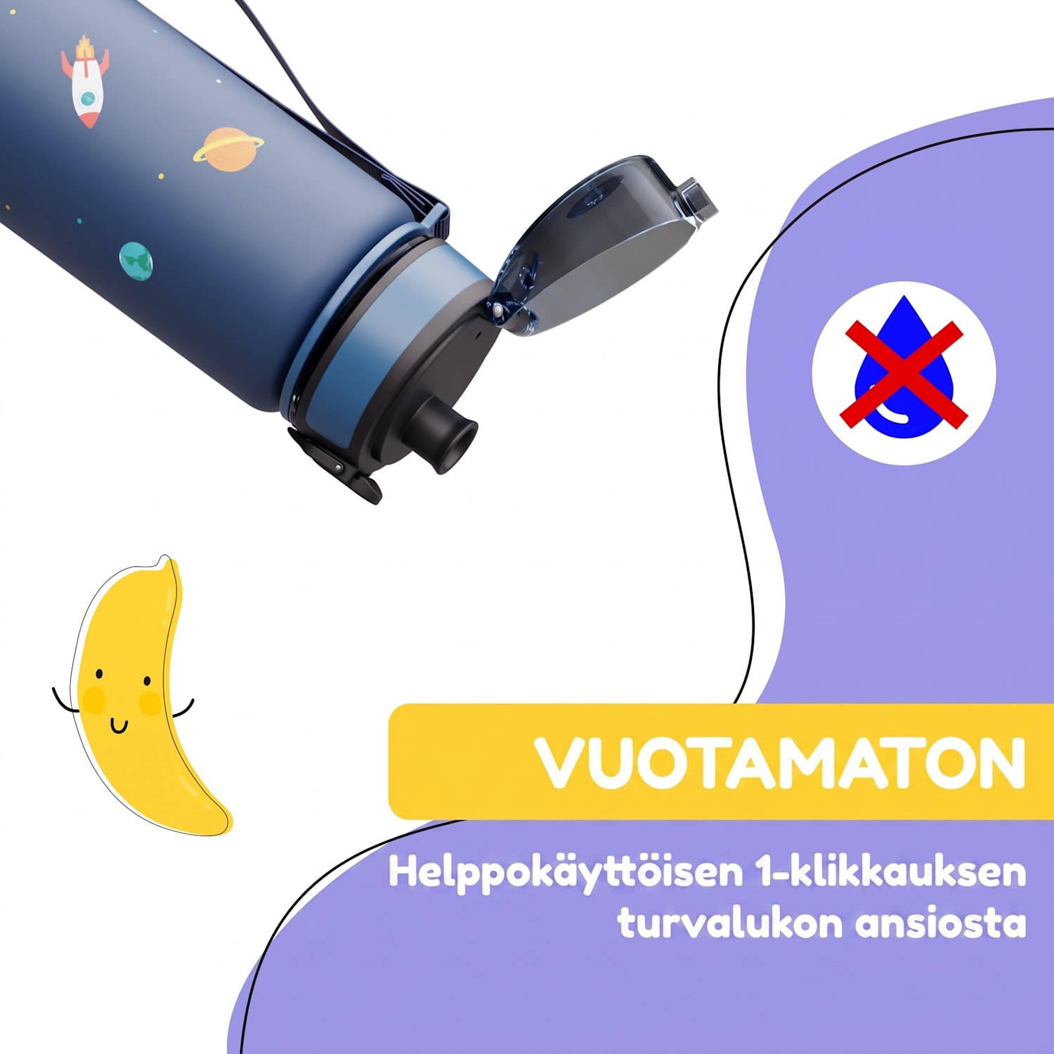 schmatzfatz lasten urheilujuomapullo 500 ml | Tritan | Muovinen juomanokka | Kantolenkki | BPA-vapaa | Lahjapakkaus 500 ml | Navy Space