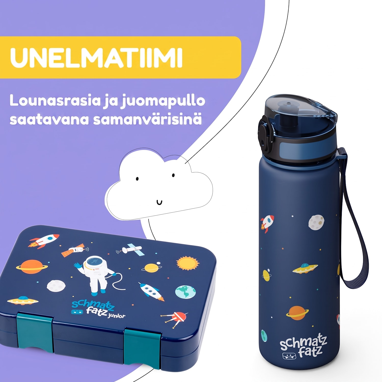 schmatzfatz lasten urheilujuomapullo 500 ml | Tritan | Muovinen juomanokka | Kantolenkki | BPA-vapaa | Lahjapakkaus 500 ml | Navy Space