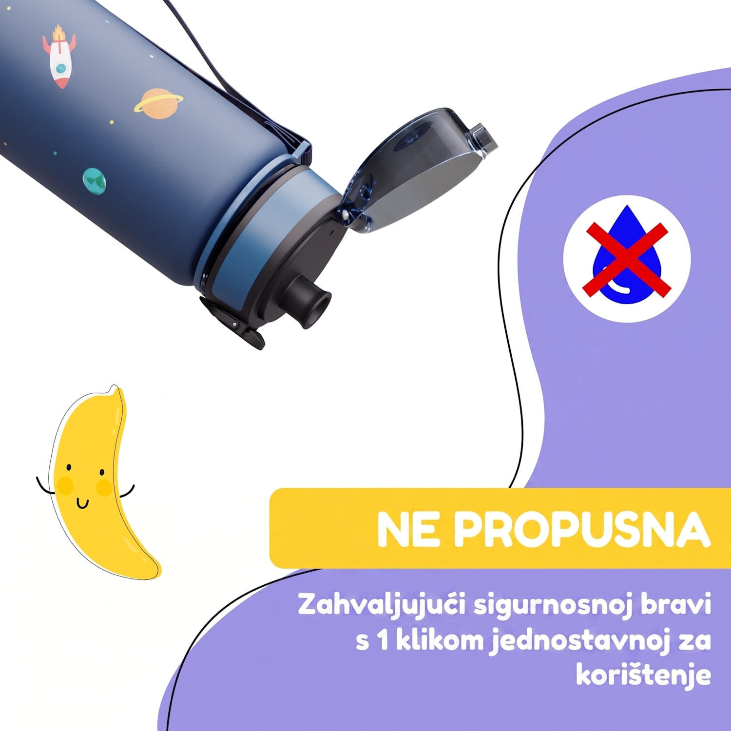 Schmatzfatz, boca za piće, boca za sport, 500 ml, 24 cm, tritan 500 ml | Navy Space