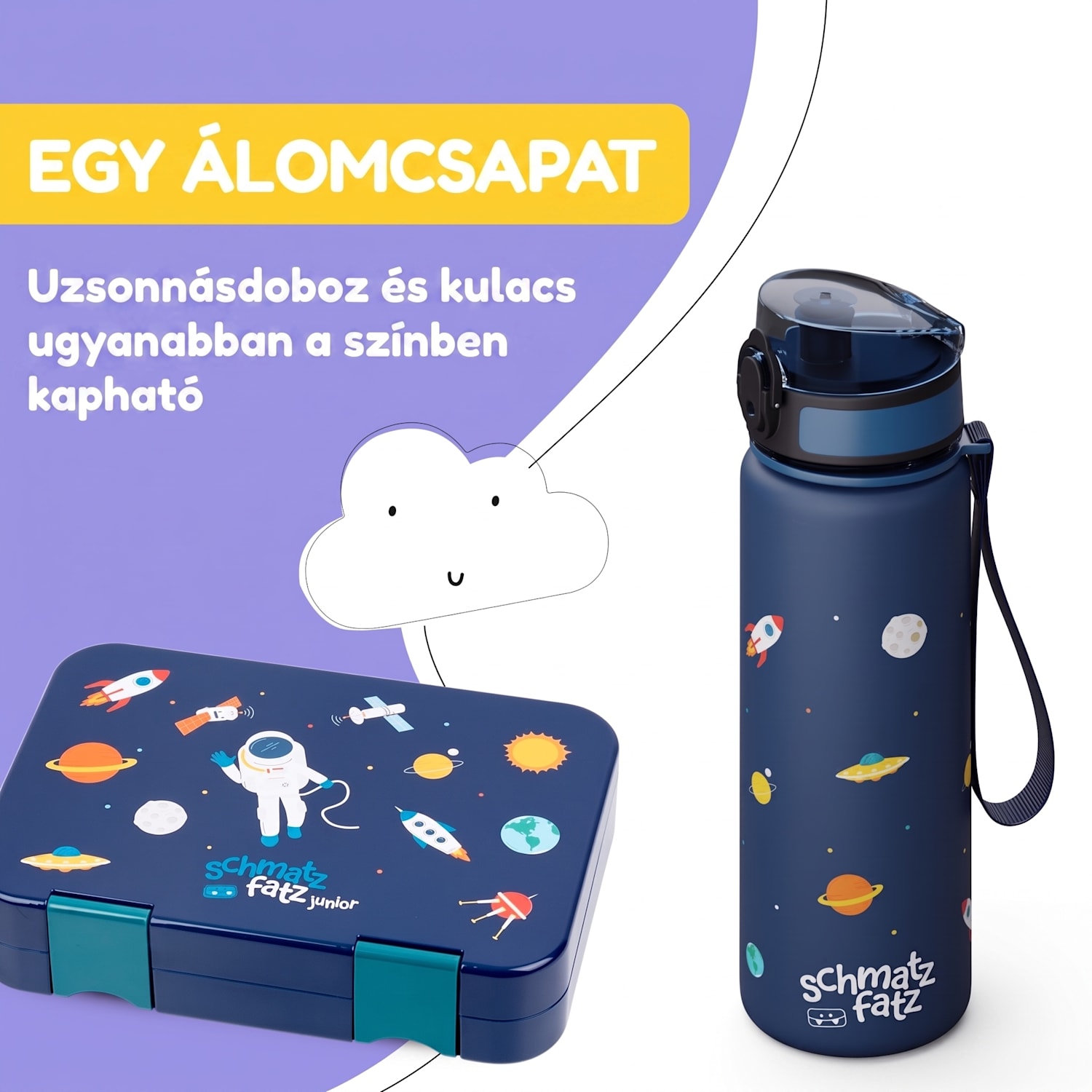 Schmatzfatz, ivópalack, sportpalack, 500 ml, 24 cm, tritan 500 ml | Navy Space