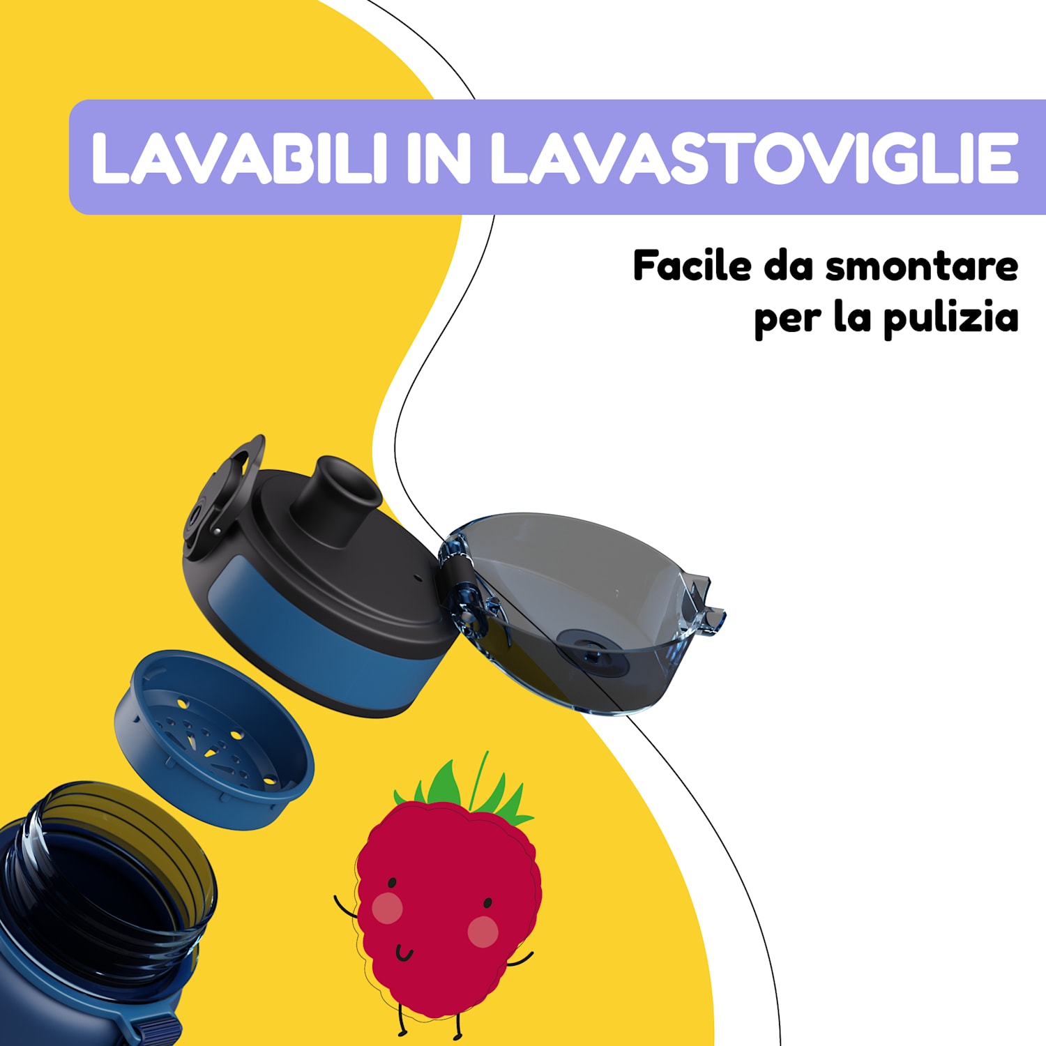 Schmatzfatz - Borraccia, borraccia sportiva, 500 ml, 24 cm, Tritan 500 ml | Navy Space