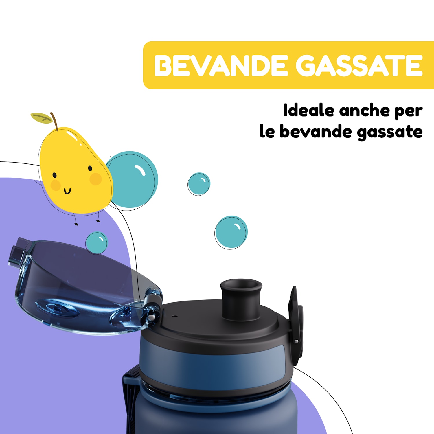 Schmatzfatz - Borraccia, borraccia sportiva, 500 ml, 24 cm, Tritan 500 ml | Navy Space