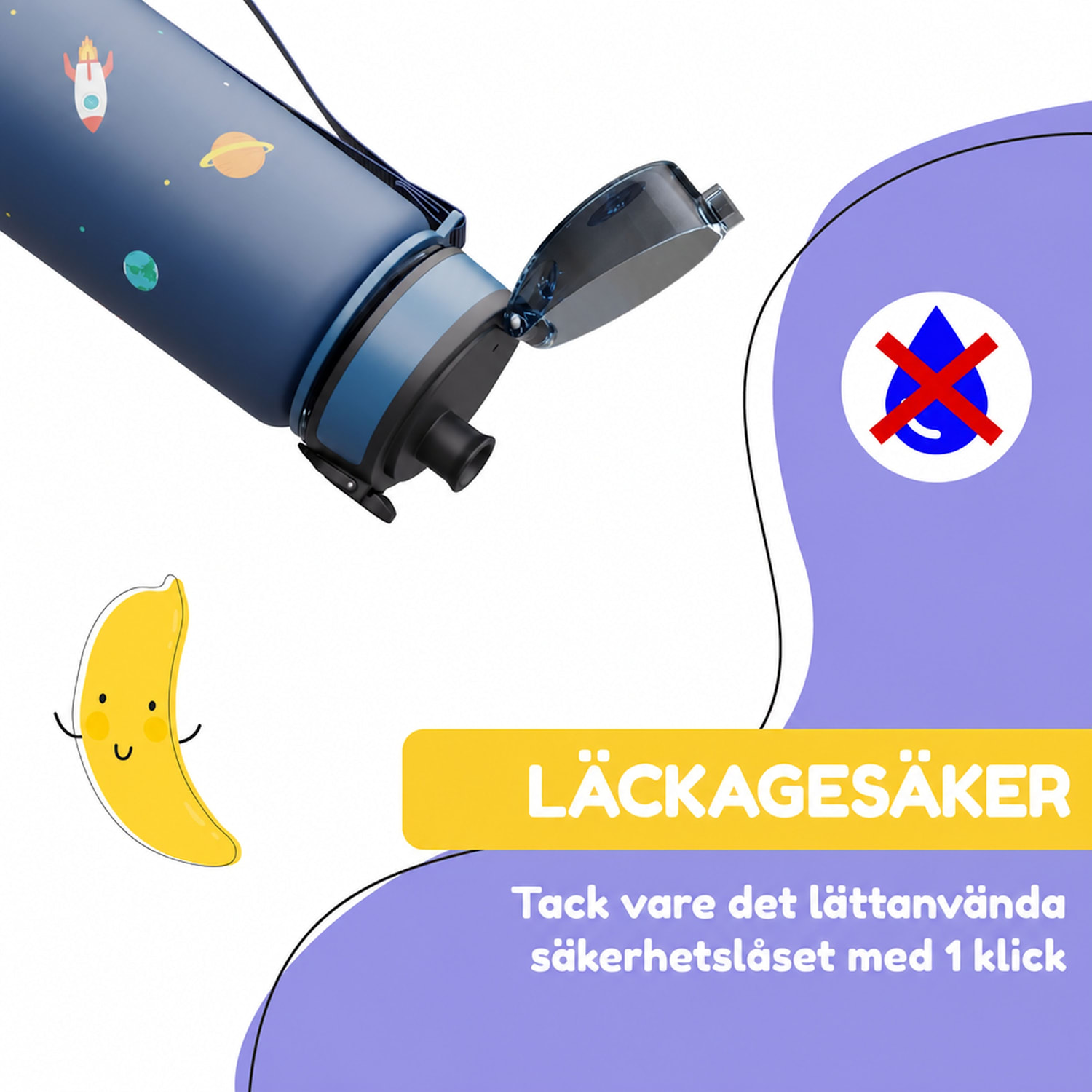 schmatzfatz barn sportdryckflaska 500 ml | Tritan | plastmunstycke | bärrem | BPA-fri | presentförpackning 500 ml | Navy Space