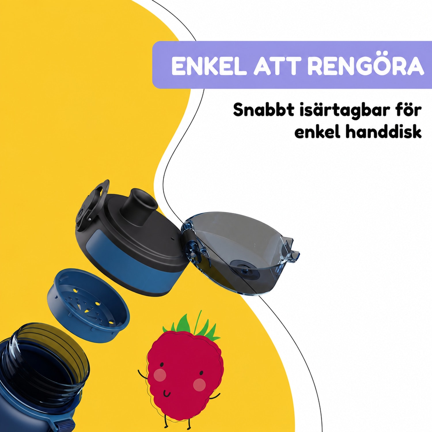 schmatzfatz barn sportdryckflaska 500 ml | Tritan | plastmunstycke | bärrem | BPA-fri | presentförpackning 500 ml | Navy Space