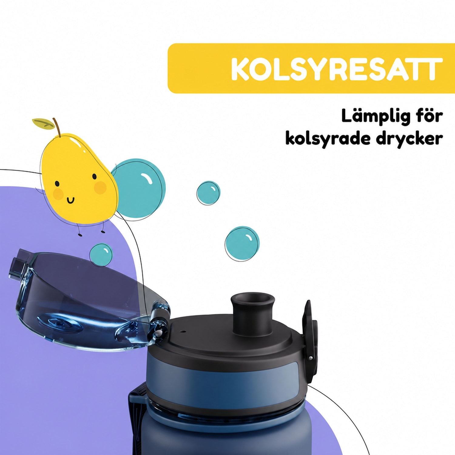 schmatzfatz barn sportdryckflaska 500 ml | Tritan | plastmunstycke | bärrem | BPA-fri | presentförpackning 500 ml | Navy Space