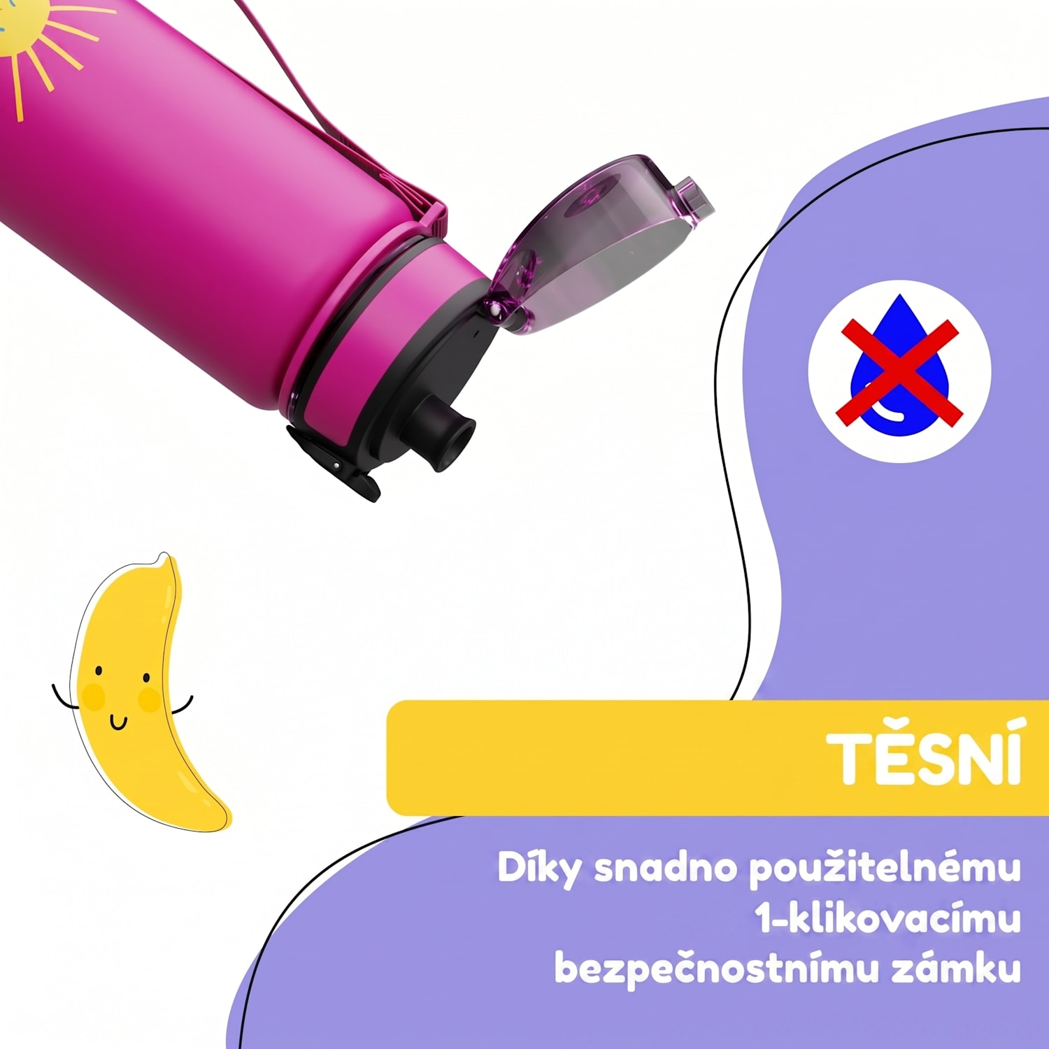 Schmatzfatz, láhev na pití, sportovní láhev, 500 ml, 24 cm, tritan 500 ml | Purple Sun