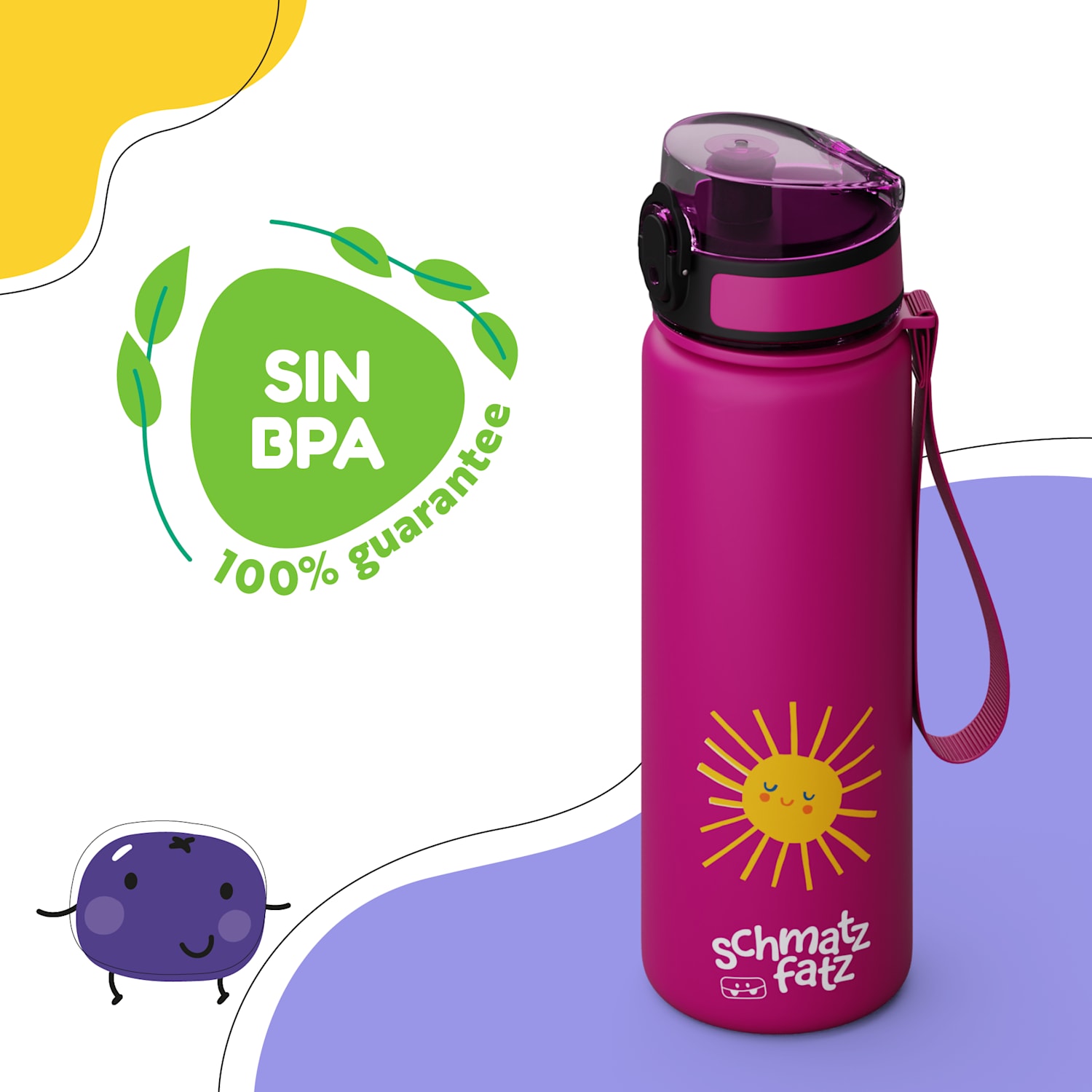 schmatzfatz Botella cantimplora 500 ml 24 cm Tritan 500 ml | Purple Sun