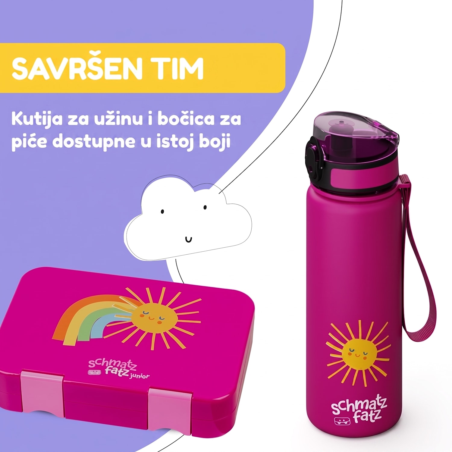 Schmatzfatz, boca za piće, boca za sport, 500 ml, 24 cm, tritan 500 ml | Purple Sun