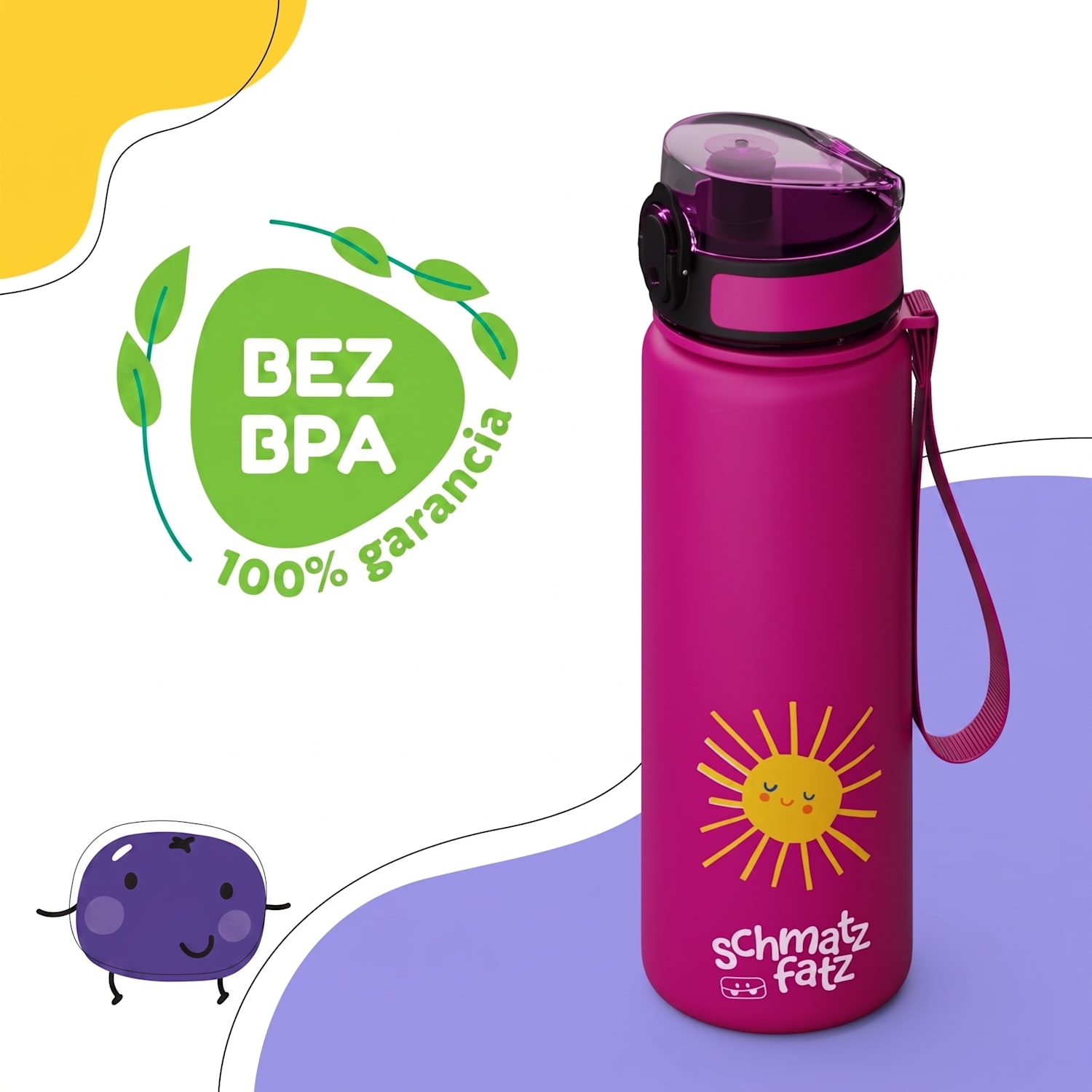 Schmatzfatz, fľaša na pitie, športová fľaša, 500 ml, 24 cm, tritan 500 ml | Purple Sun