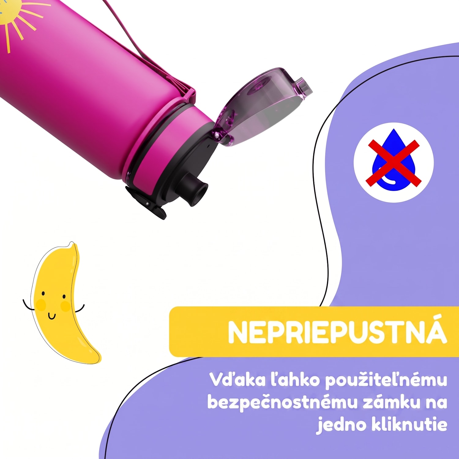Schmatzfatz, fľaša na pitie, športová fľaša, 500 ml, 24 cm, tritan 500 ml | Purple Sun