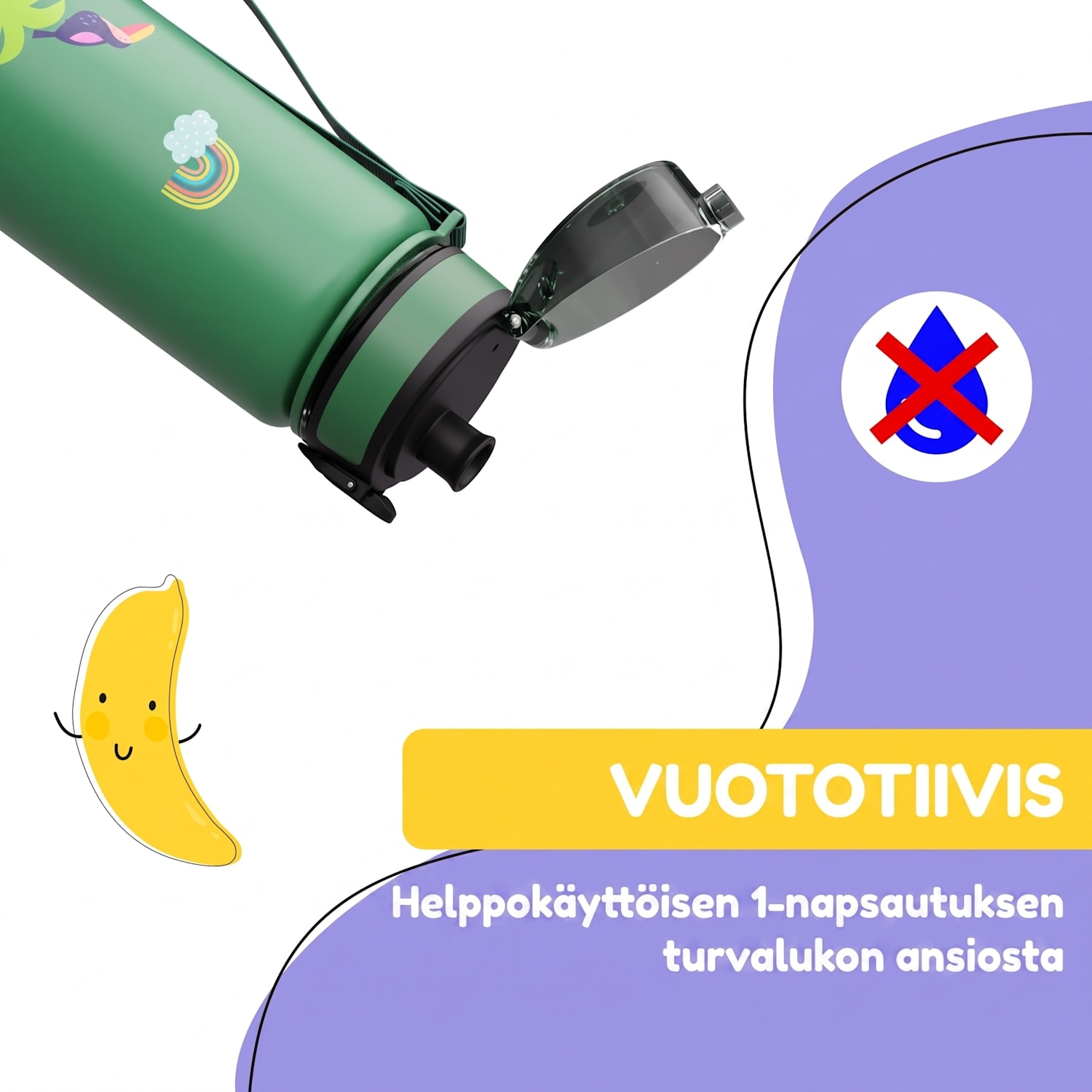 schmatzfatz lasten urheilujuomapullo 500 ml | Tritan | Muovinen juomanokka | Kantolenkki | BPA-vapaa | Lahjapakkaus 500 ml | Dark Green Jungle