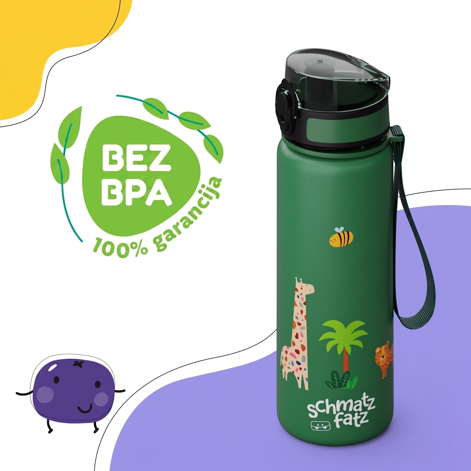 Schmatzfatz, boca za piće, boca za sport, 500 ml, 24 cm, tritan 500 ml | Dark Green Jungle