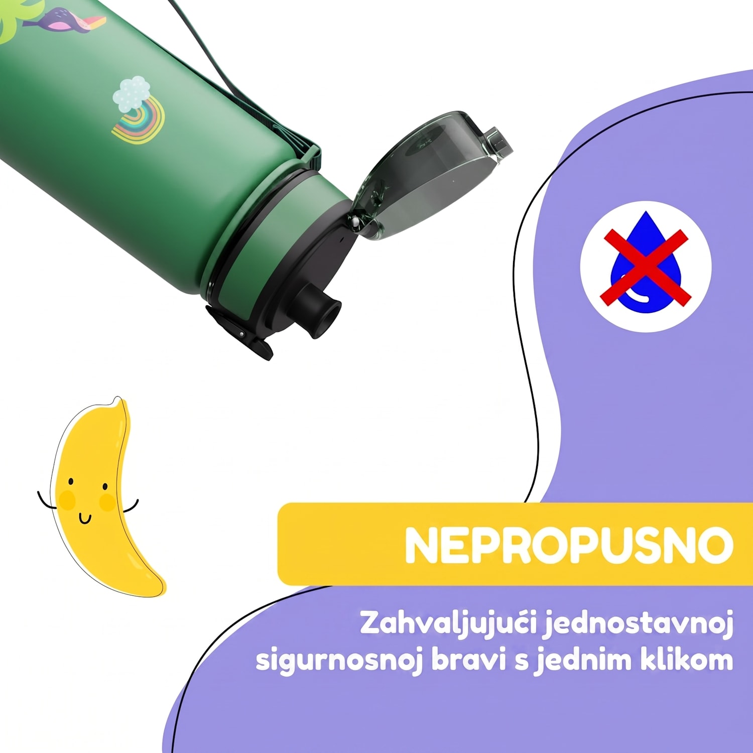 Schmatzfatz, boca za piće, boca za sport, 500 ml, 24 cm, tritan 500 ml | Dark Green Jungle