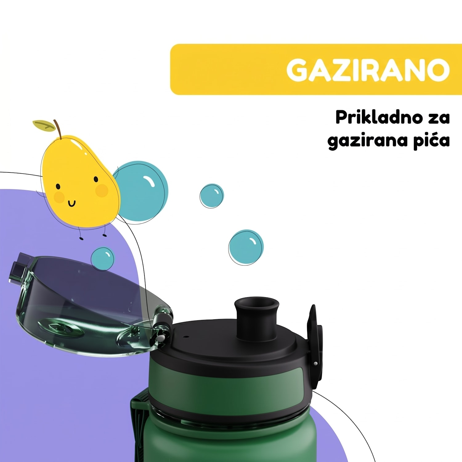 Schmatzfatz, boca za piće, boca za sport, 500 ml, 24 cm, tritan 500 ml | Dark Green Jungle
