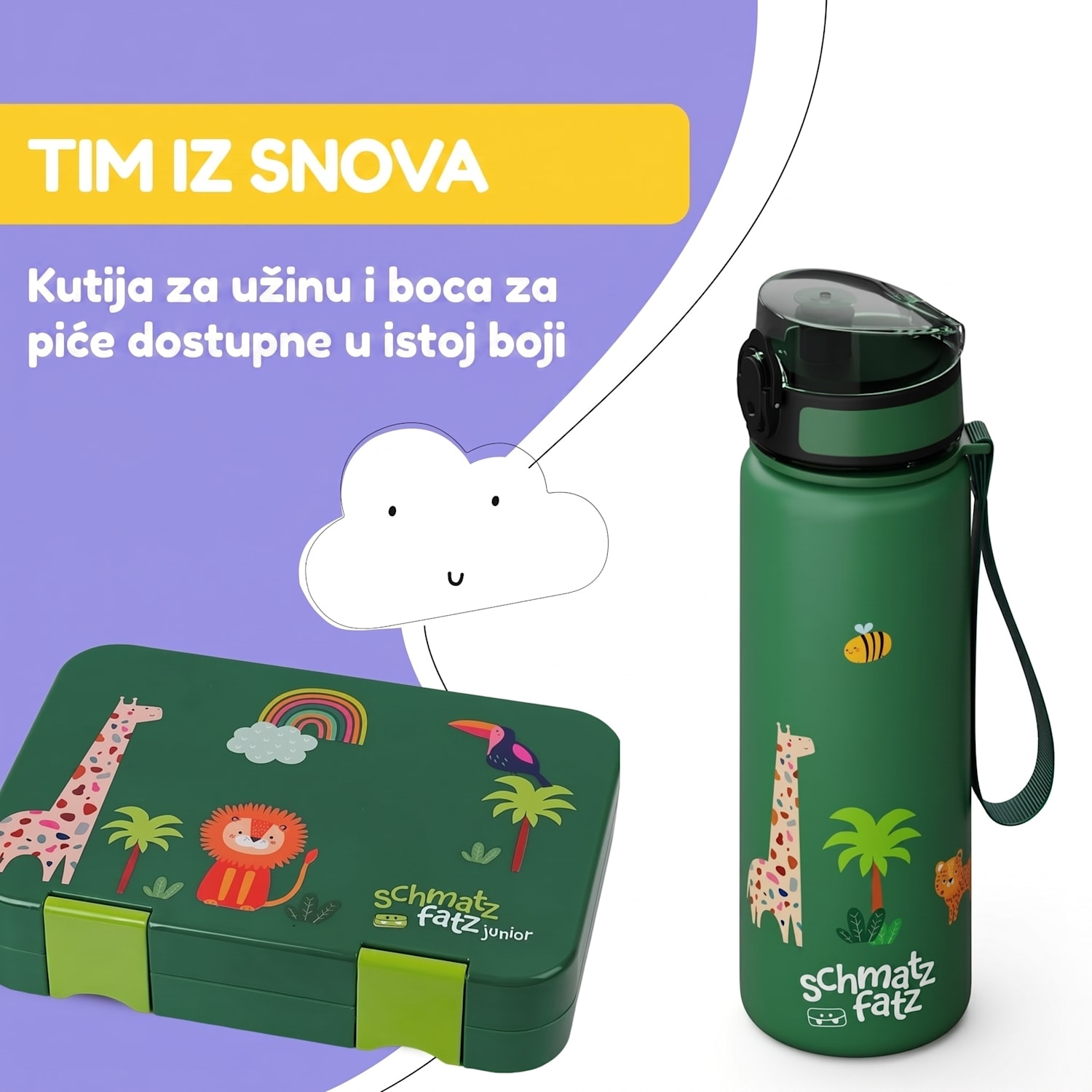 Schmatzfatz, boca za piće, boca za sport, 500 ml, 24 cm, tritan 500 ml | Dark Green Jungle