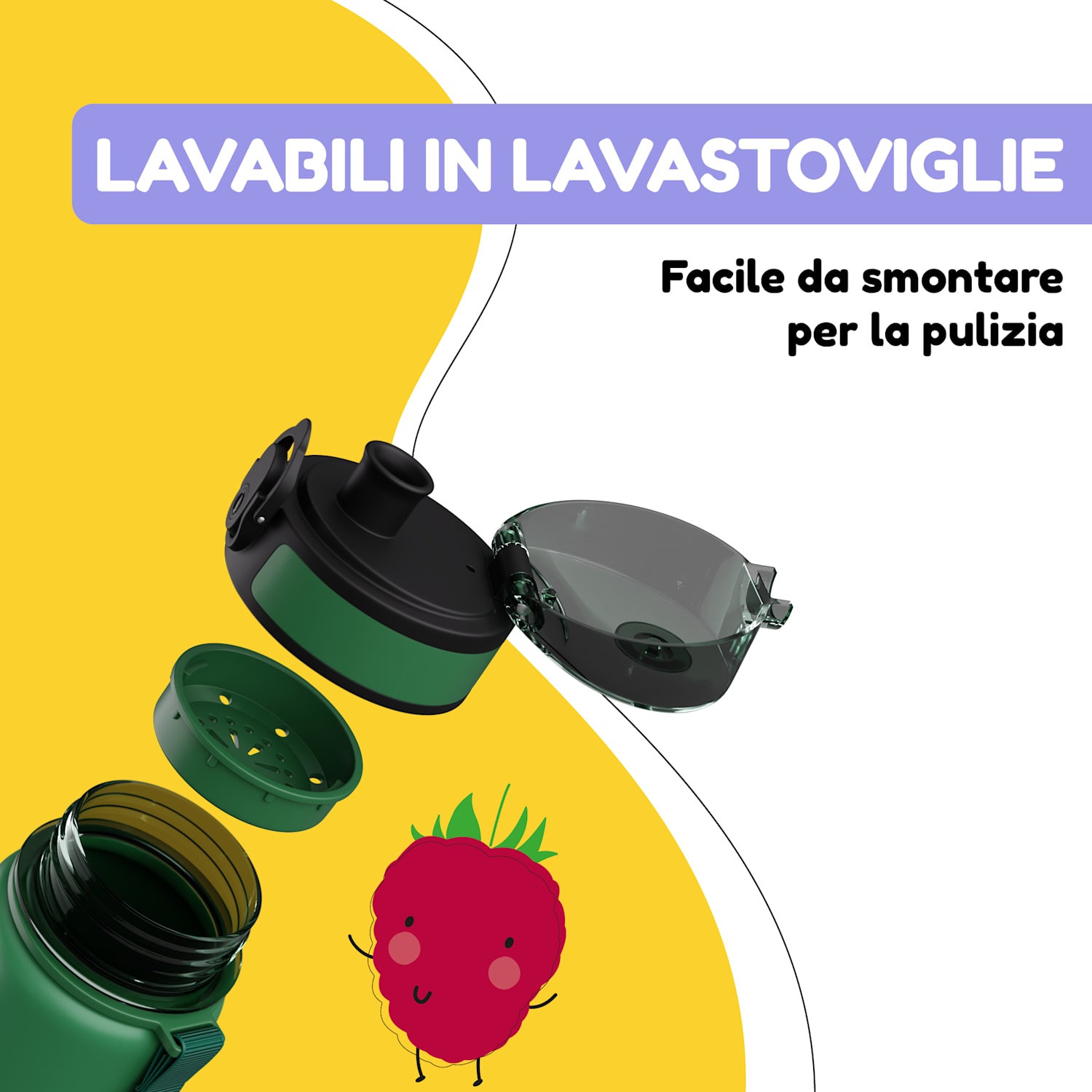 Schmatzfatz - Borraccia, borraccia sportiva, 500 ml, 24 cm, Tritan 500 ml | Dark Green Jungle