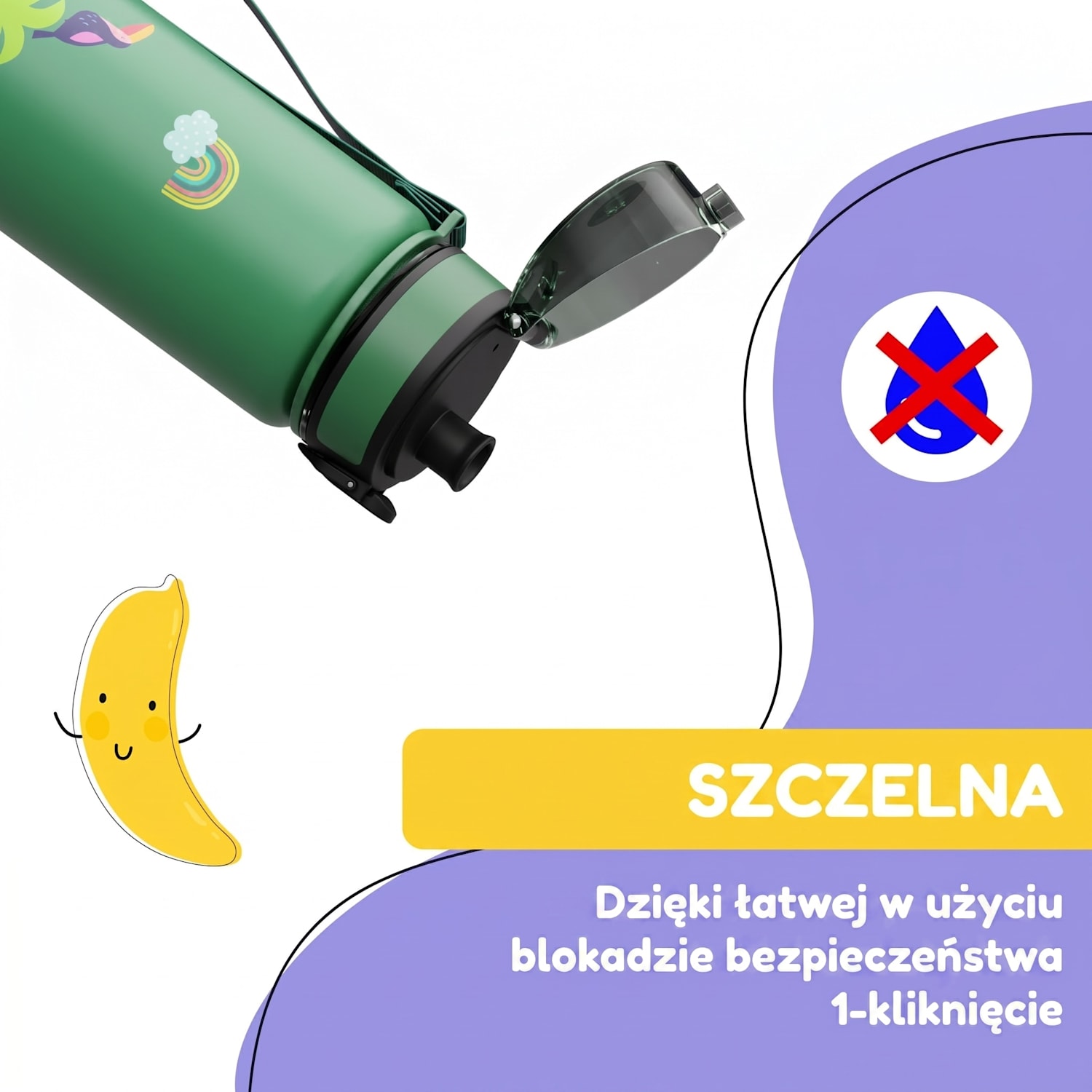 Schmatzfatz, butelka na napoje, bidon, 500 ml, 24 cm, tworzywo Tritan 500 ml | Dark Green Jungle