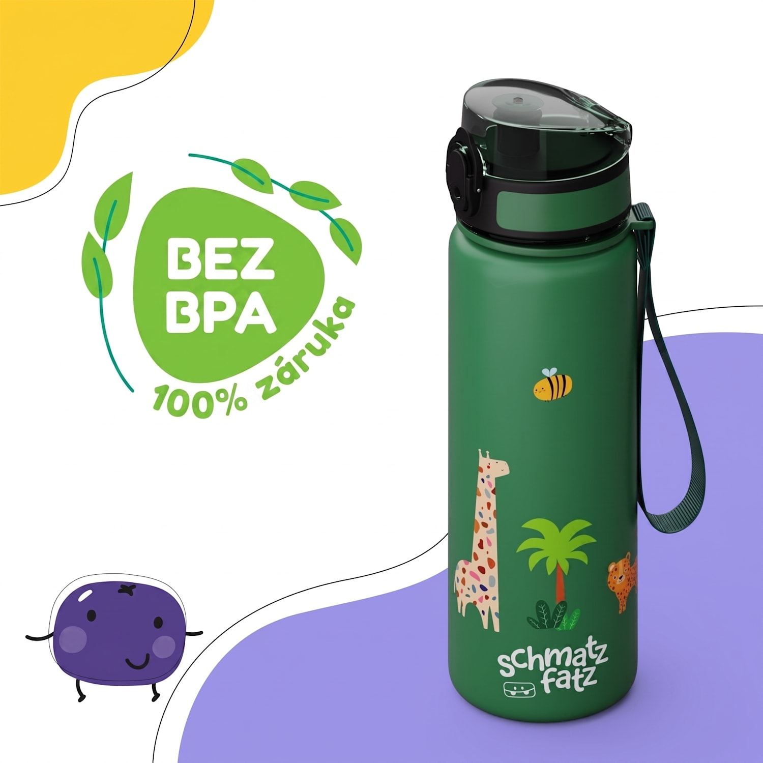 Schmatzfatz, fľaša na pitie, športová fľaša, 500 ml, 24 cm, tritan 500 ml | Dark Green Jungle