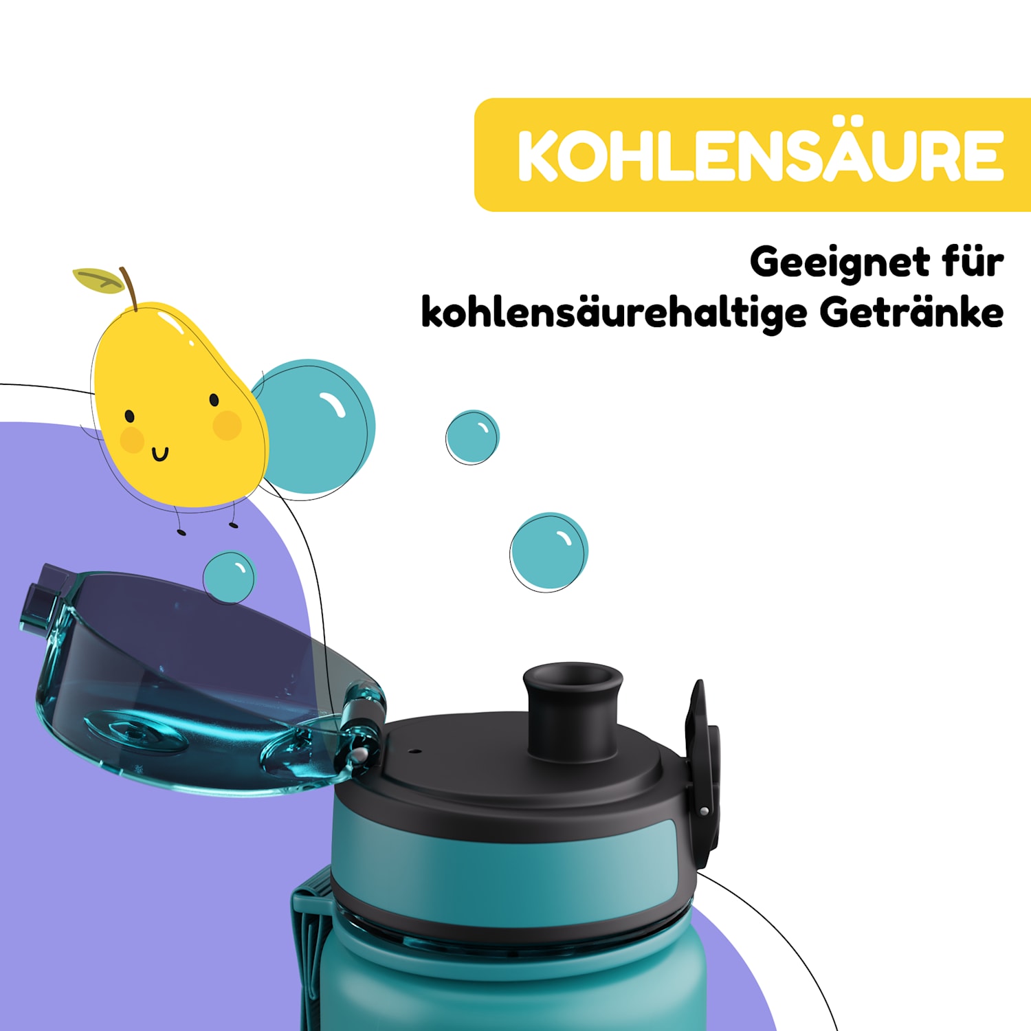 Schmatzfatz Trinkflasche Sportflasche 500 ml 24 cm Tritan 500 ml | Petrol Sea