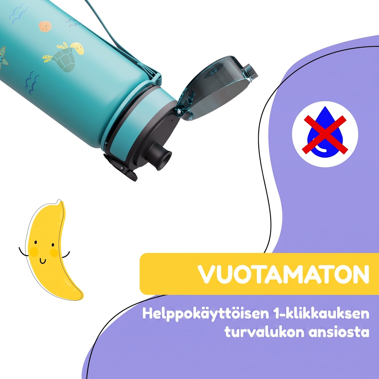 schmatzfatz lasten urheilujuomapullo 500 ml | Tritan | Muovinen juomanokka | Kantolenkki | BPA-vapaa | Lahjapakkaus 500 ml | Petrol Sea