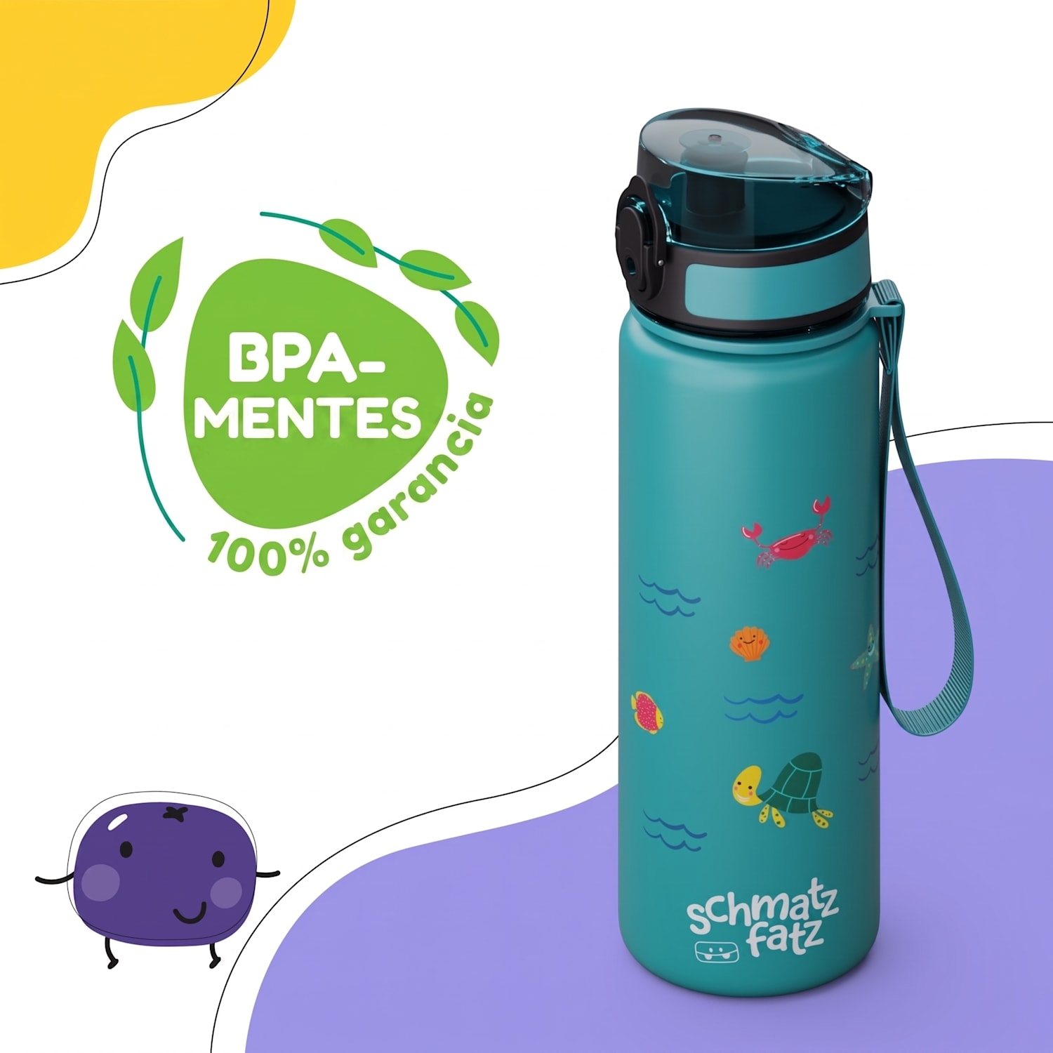 Schmatzfatz, ivópalack, sportpalack, 500 ml, 24 cm, tritan 500 ml | Petrol Sea