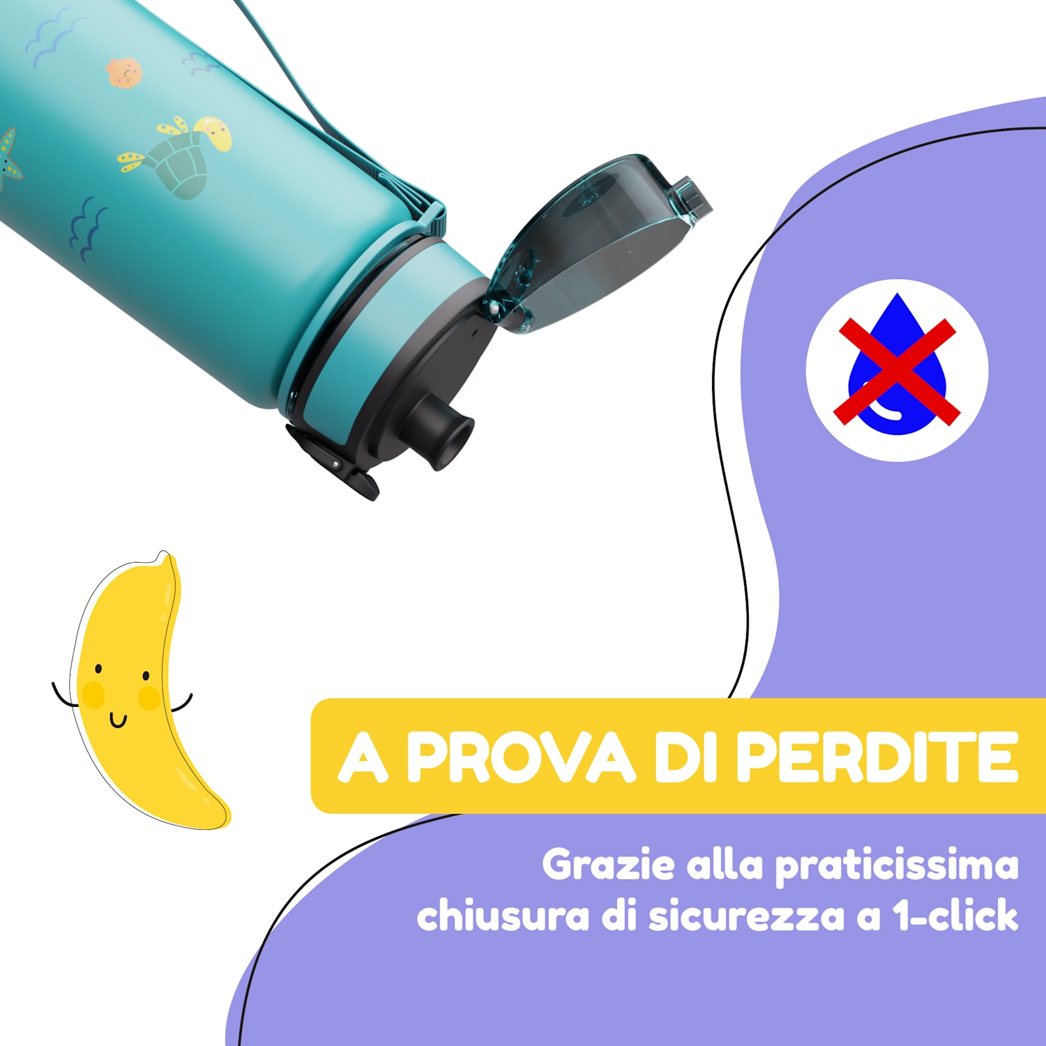 Schmatzfatz - Borraccia, borraccia sportiva, 500 ml, 24 cm, Tritan 500 ml | Petrol Sea