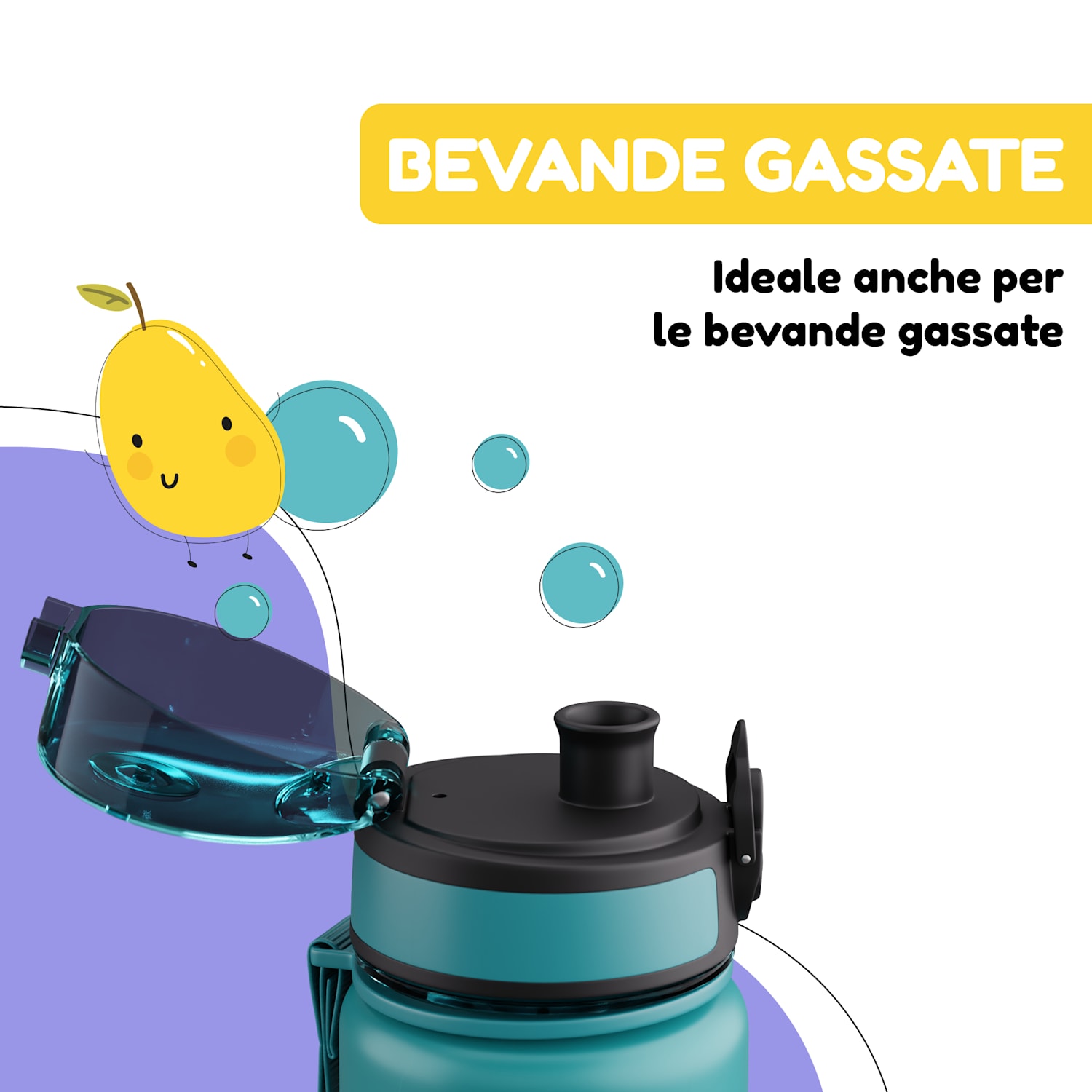 Schmatzfatz - Borraccia, borraccia sportiva, 500 ml, 24 cm, Tritan 