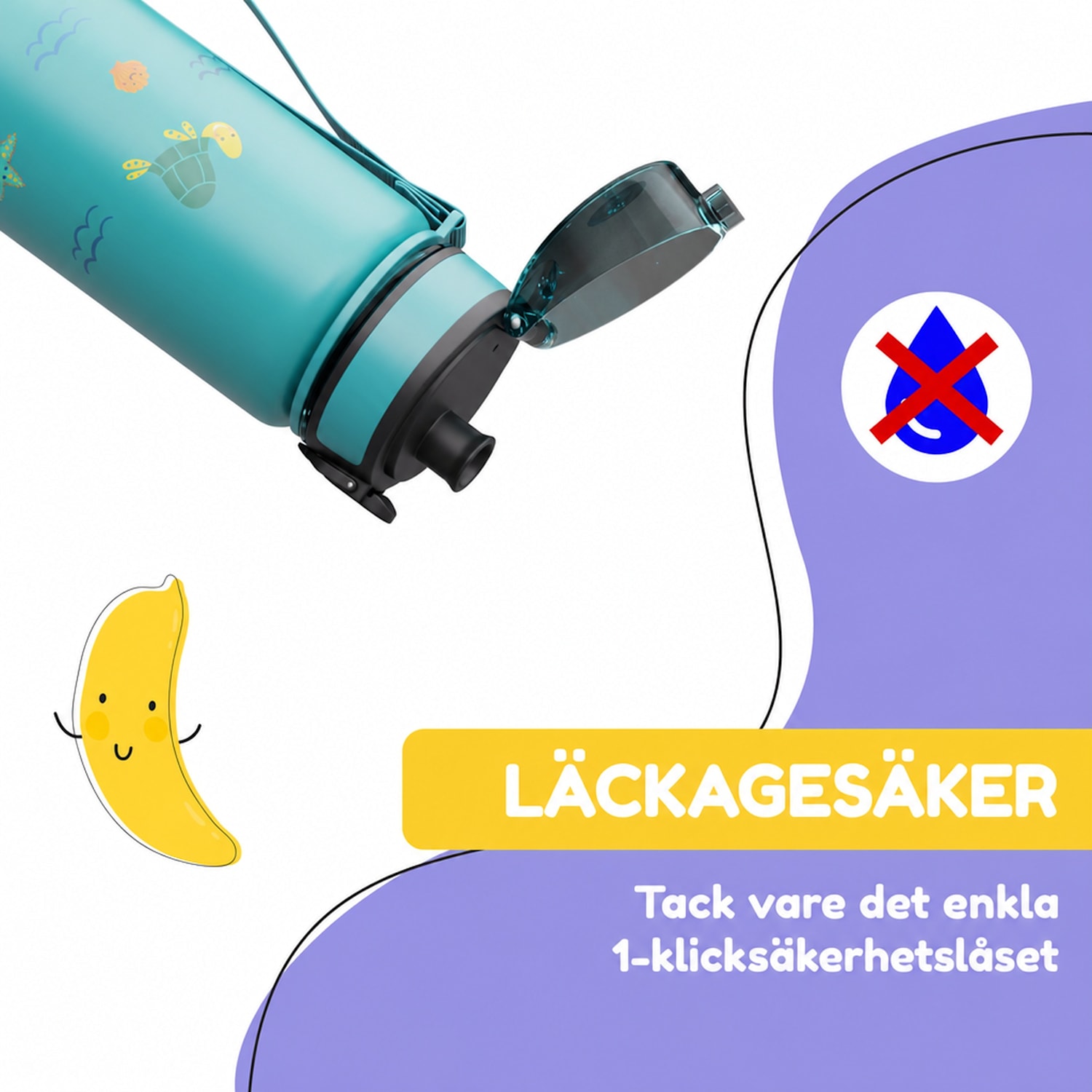 schmatzfatz barn sportdryckflaska 500 ml | Tritan | plastmunstycke | bärrem | BPA-fri | presentförpackning 500 ml | Petrol Sea