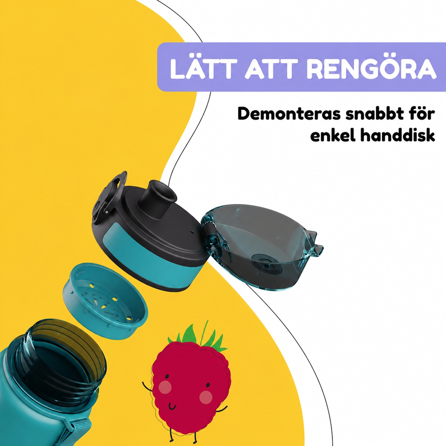 schmatzfatz barn sportdryckflaska 500 ml | Tritan | plastmunstycke | bärrem | BPA-fri | presentförpackning 500 ml | Petrol Sea