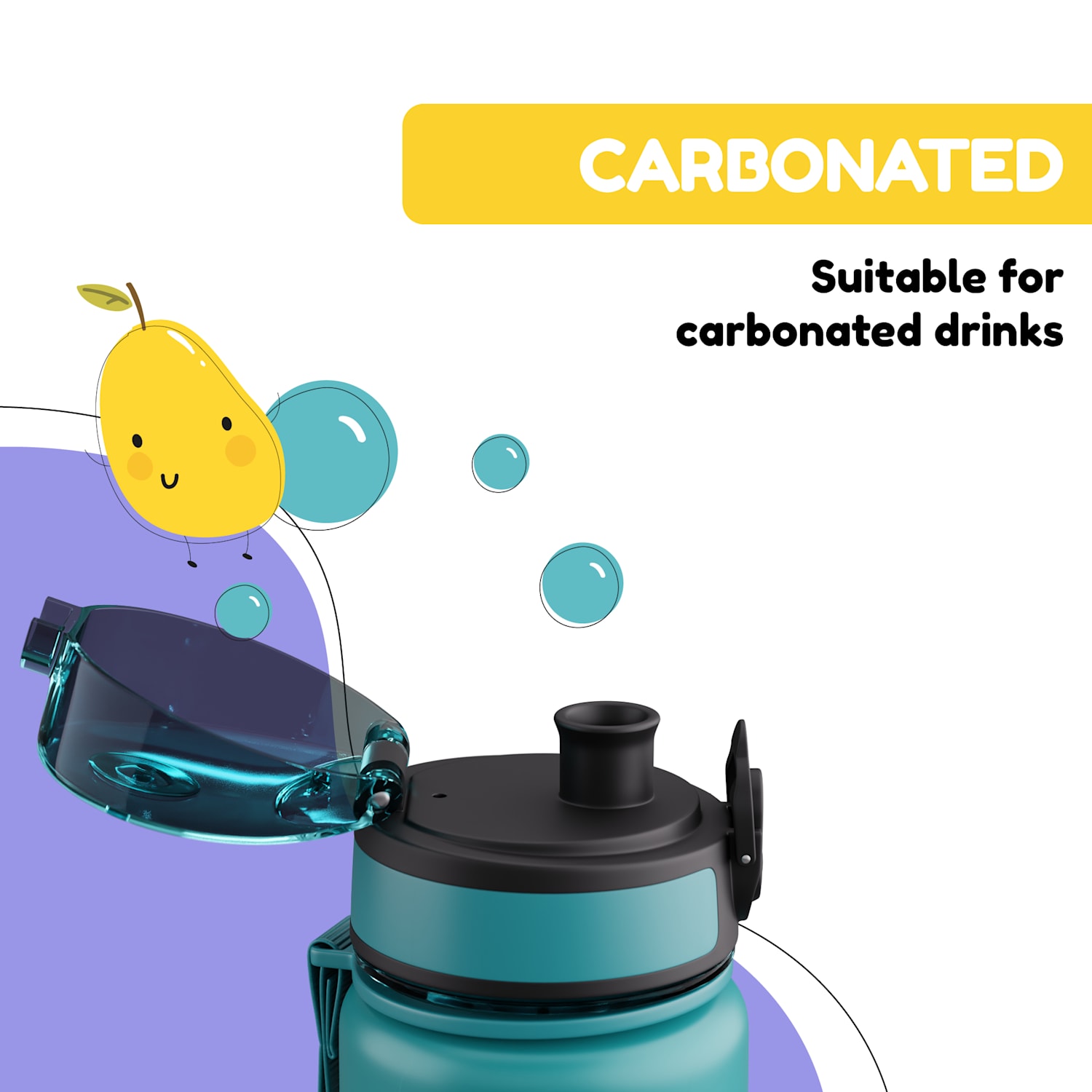 Schmatzfatz, butelka na napoje, bidon, 500 ml, 24 cm, tworzywo Tritan 500 ml | Petrol Sea