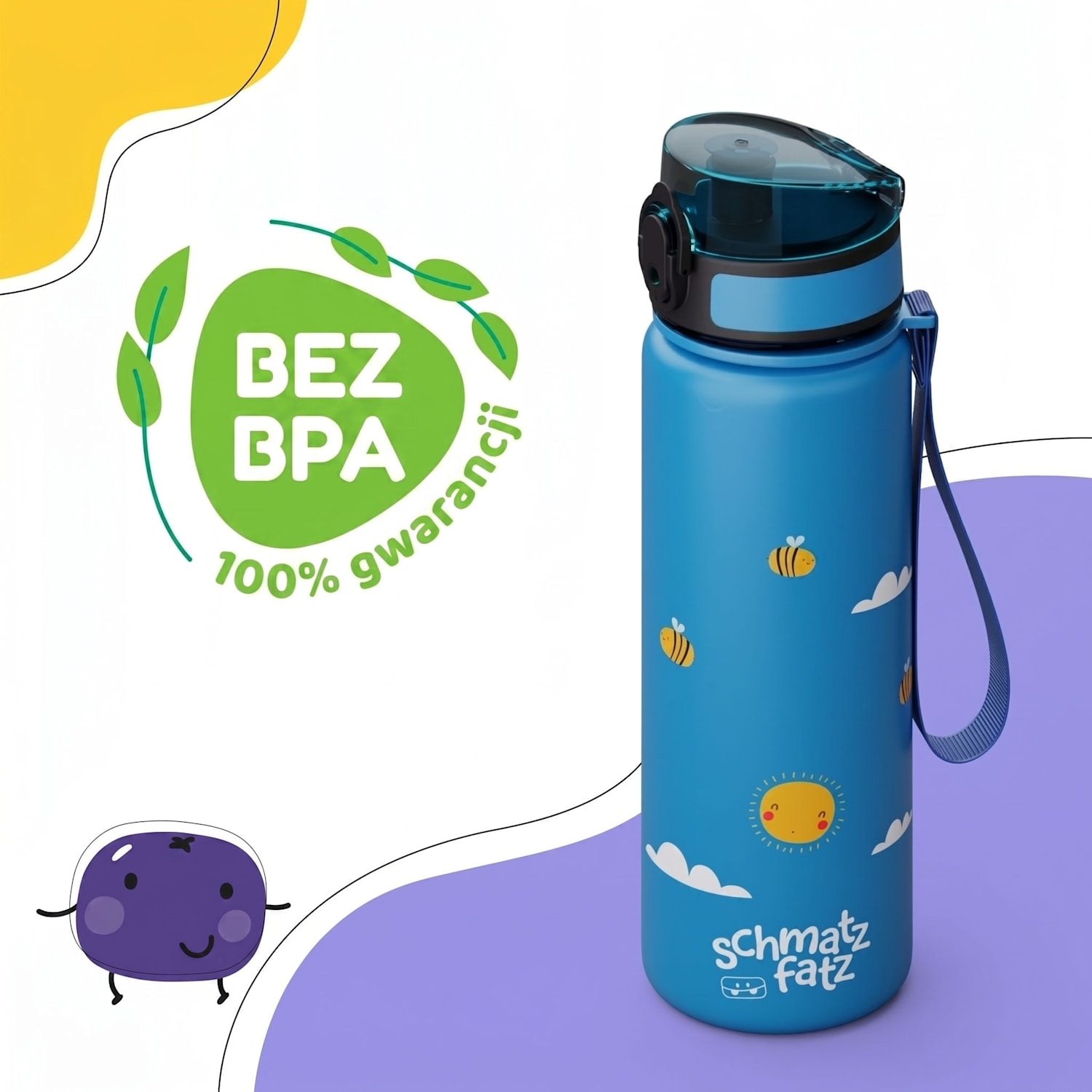 Schmatzfatz, butelka na napoje, bidon, 500 ml, 24 cm, tworzywo Tritan 500 ml | Blue Bees
