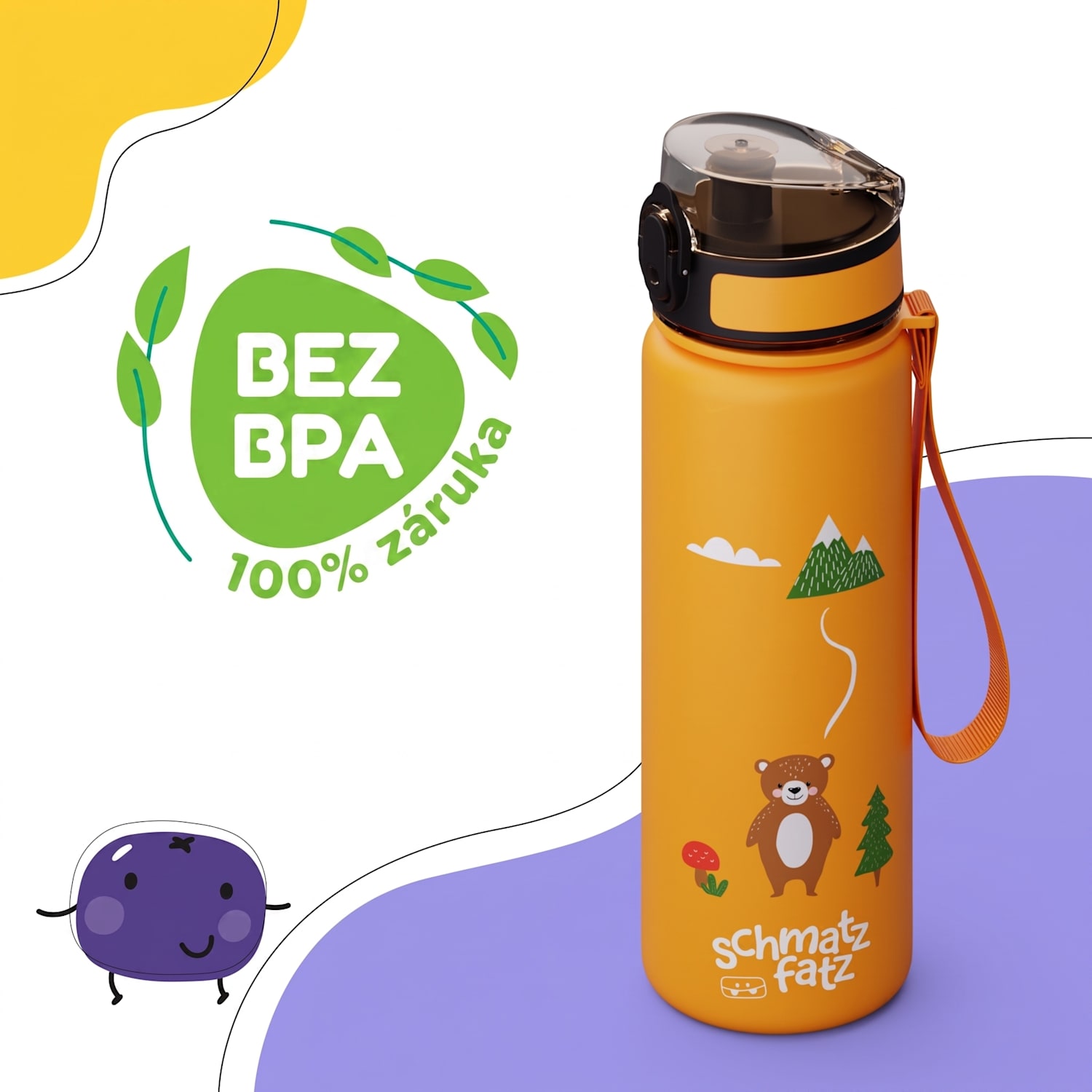 Schmatzfatz, láhev na pití, sportovní láhev, 500 ml, 24 cm, tritan 500 ml | Orange Forest