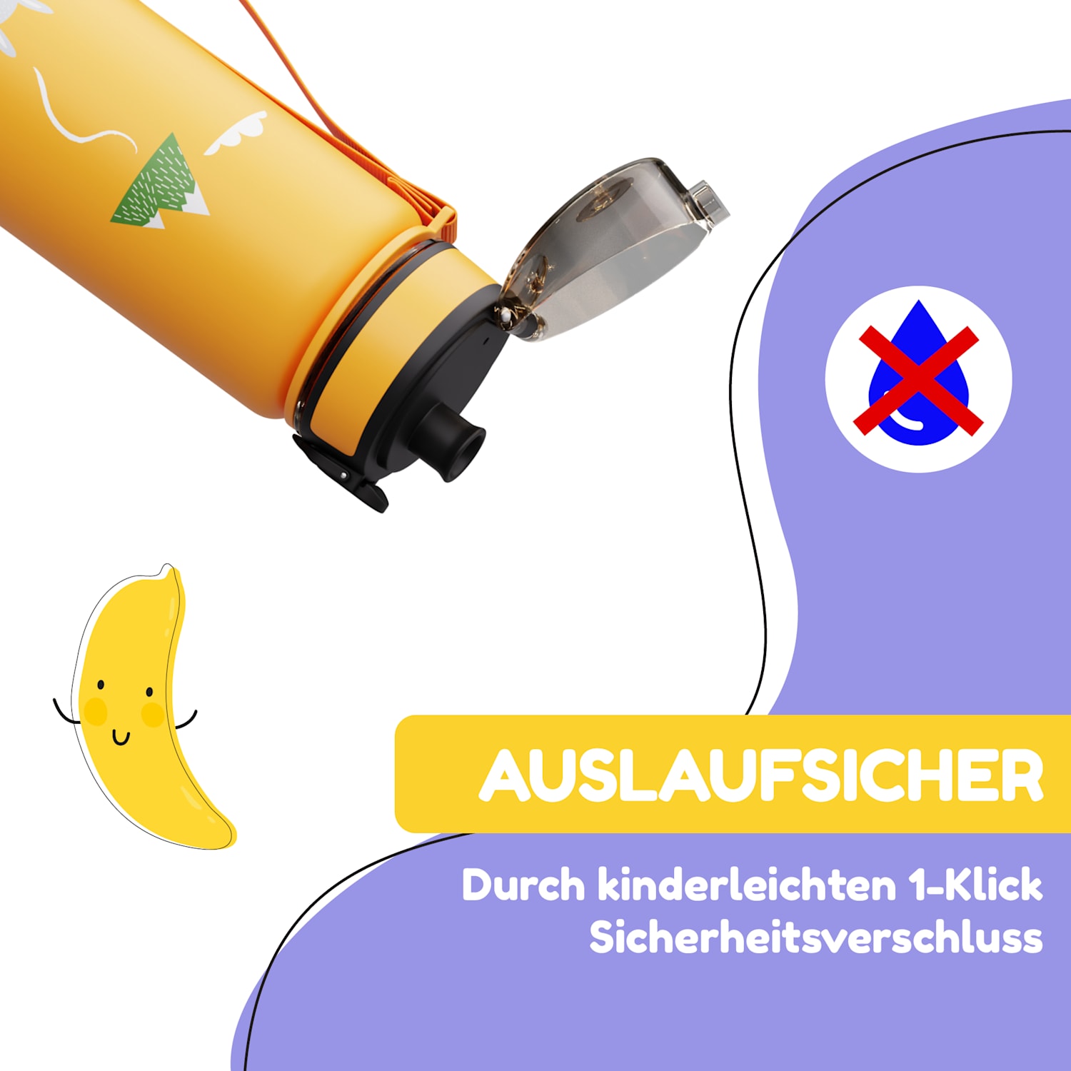 Schmatzfatz Trinkflasche Sportflasche 500 ml 24 cm Tritan 500 ml | Orange Forest