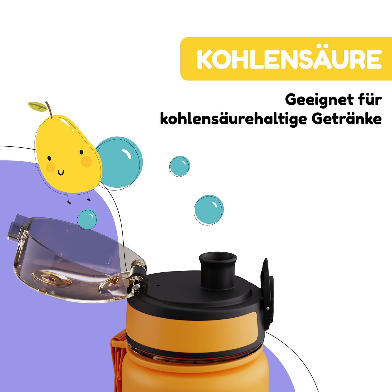 Schmatzfatz Trinkflasche Sportflasche 500 ml 24 cm Tritan 500 ml | Orange Forest