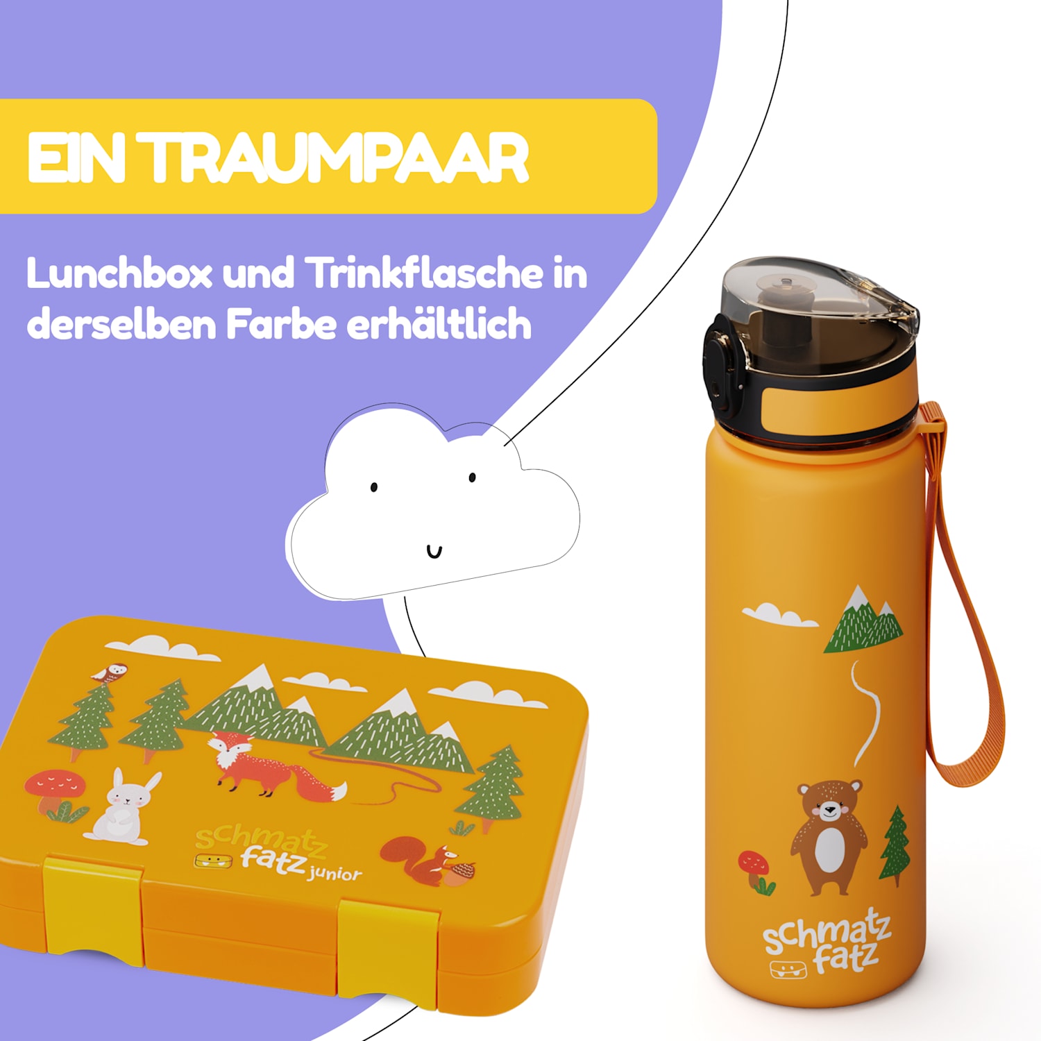 Schmatzfatz Trinkflasche Sportflasche 500 ml 24 cm Tritan 500 ml | Orange Forest
