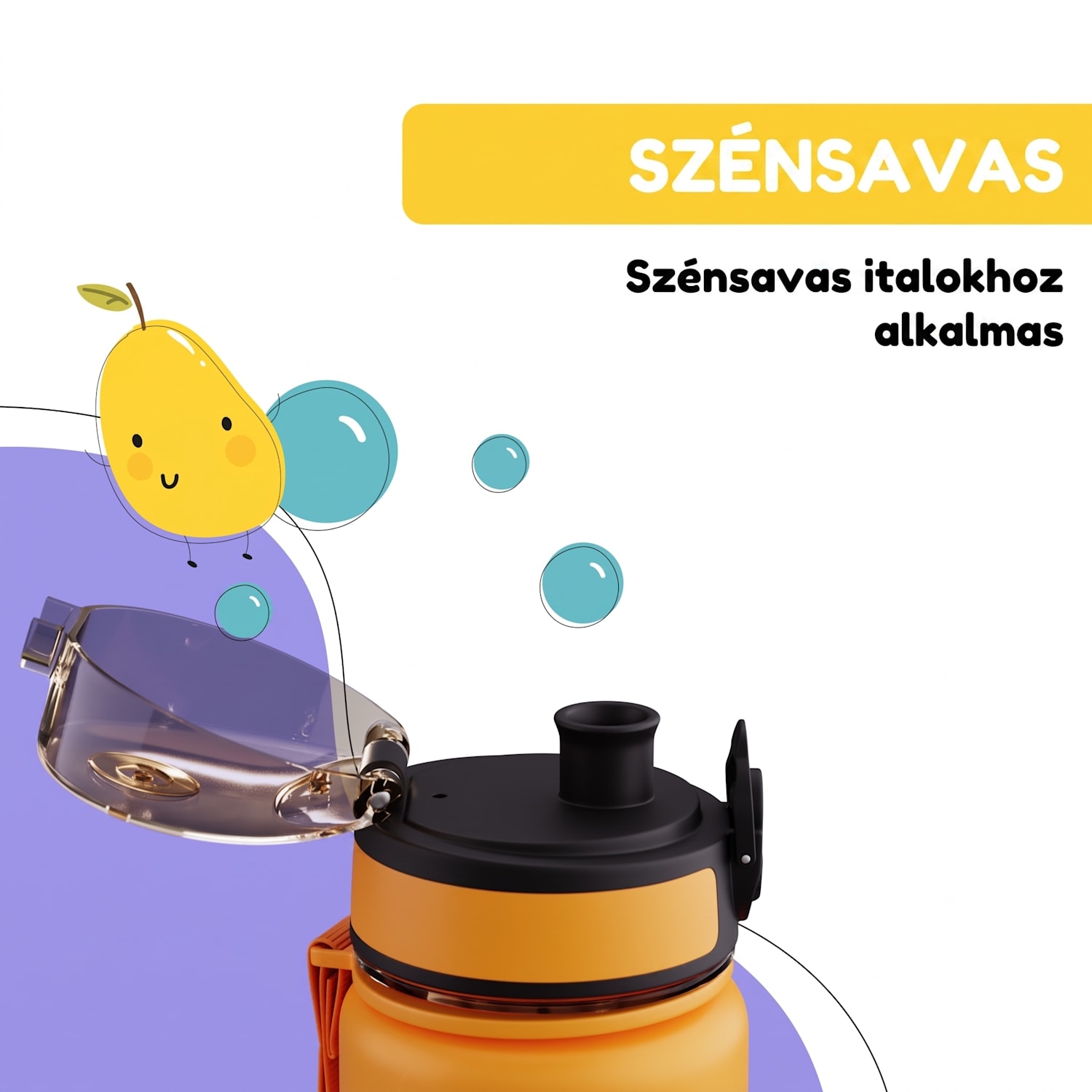 Schmatzfatz, ivópalack, sportpalack, 500 ml, 24 cm, tritan 500 ml | Orange Forest