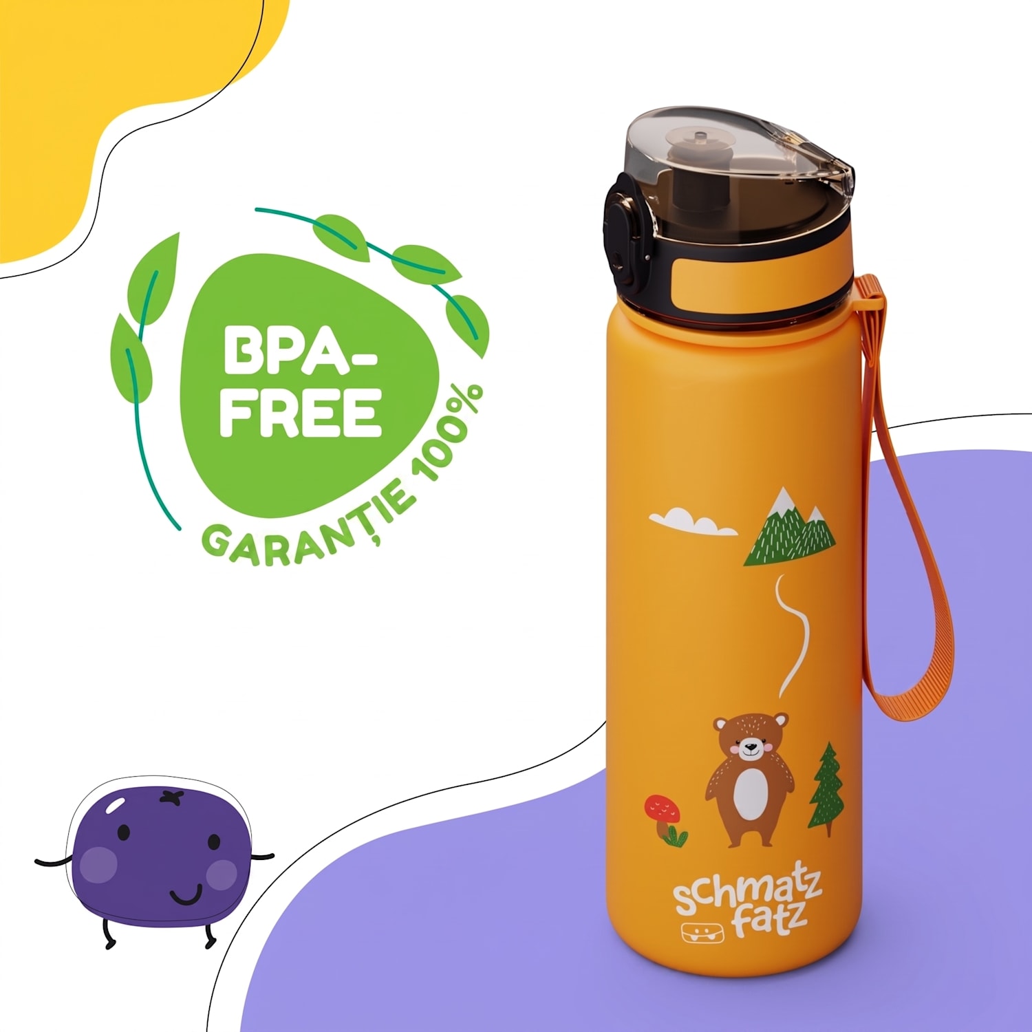 schmatzfatz Sticlă de băut Sticlă sport 500 ml 24 cm Tritan 500 ml | Orange Forest