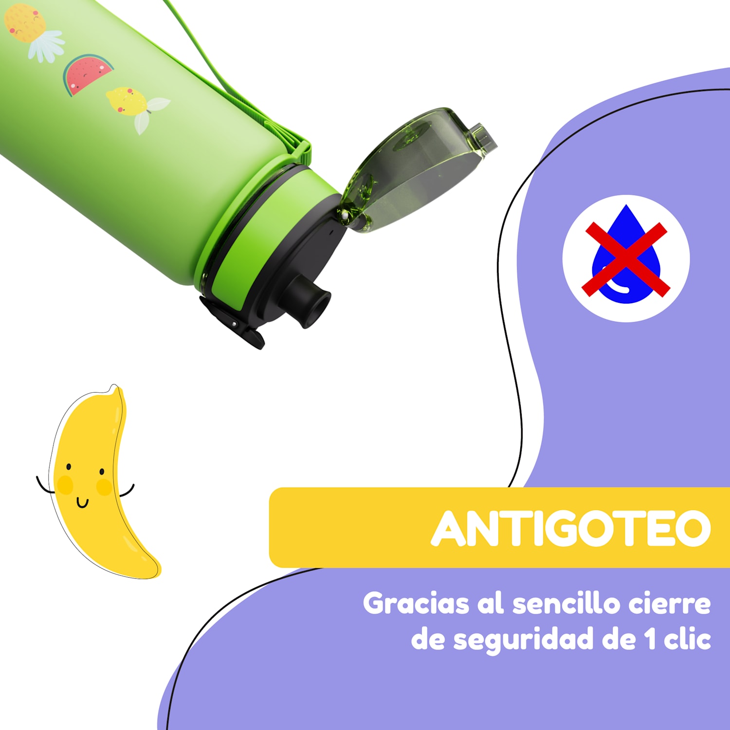 schmatzfatz Botella cantimplora 500 ml 24 cm Tritan 500 ml | Green Fruit