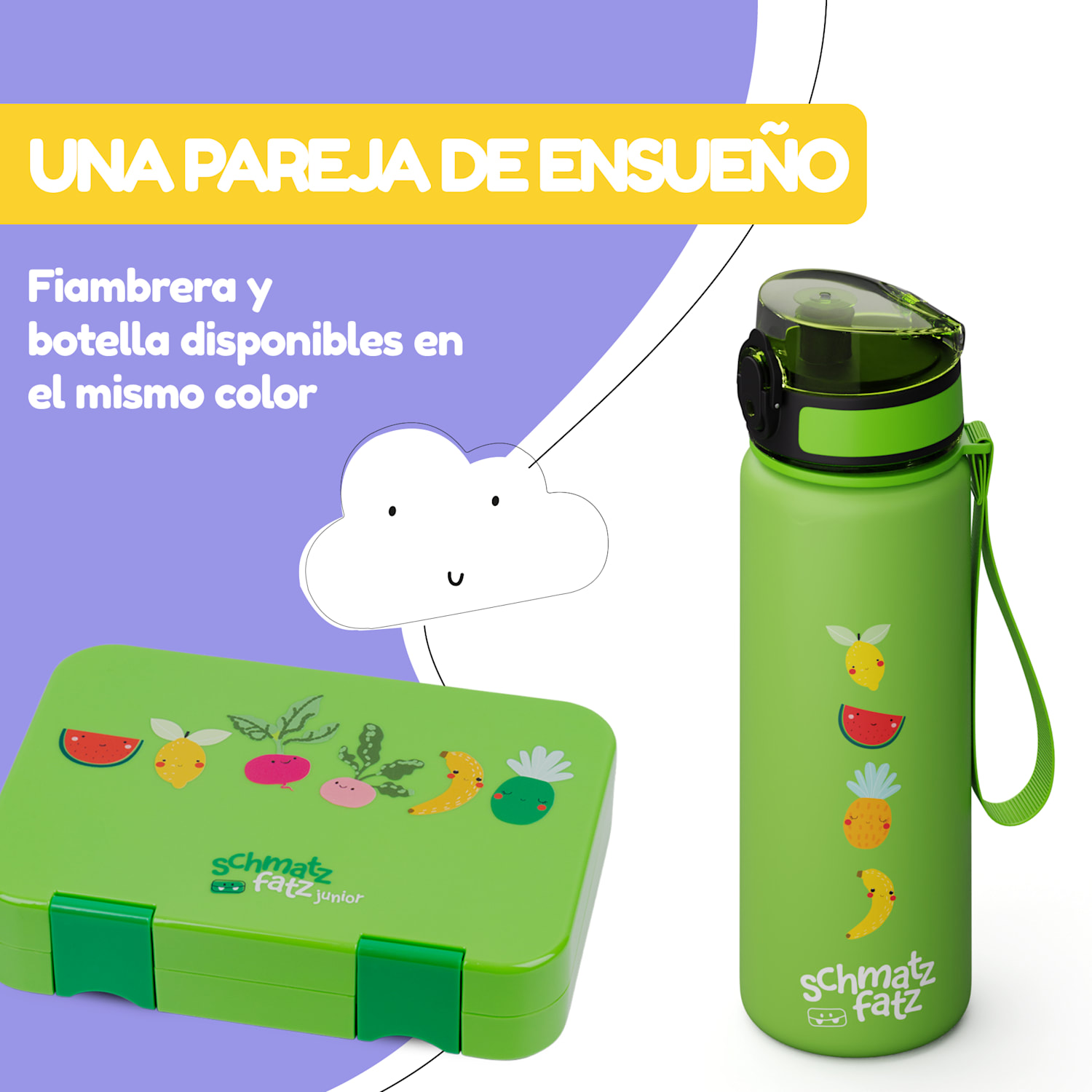 schmatzfatz Botella cantimplora 500 ml 24 cm Tritan 500 ml | Green Fruit