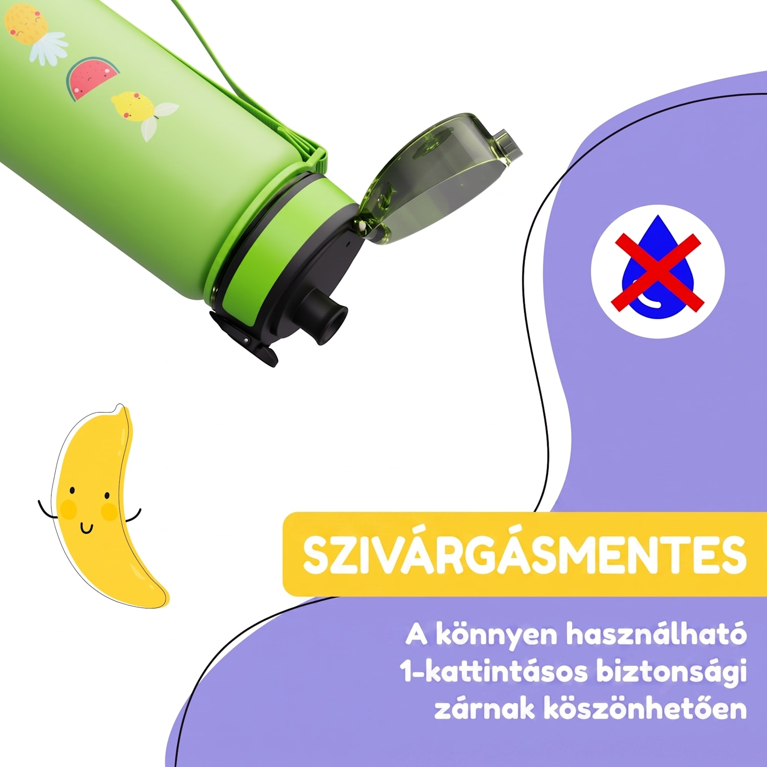 Schmatzfatz, ivópalack, sportpalack, 500 ml, 24 cm, tritan 500 ml | Green Fruit