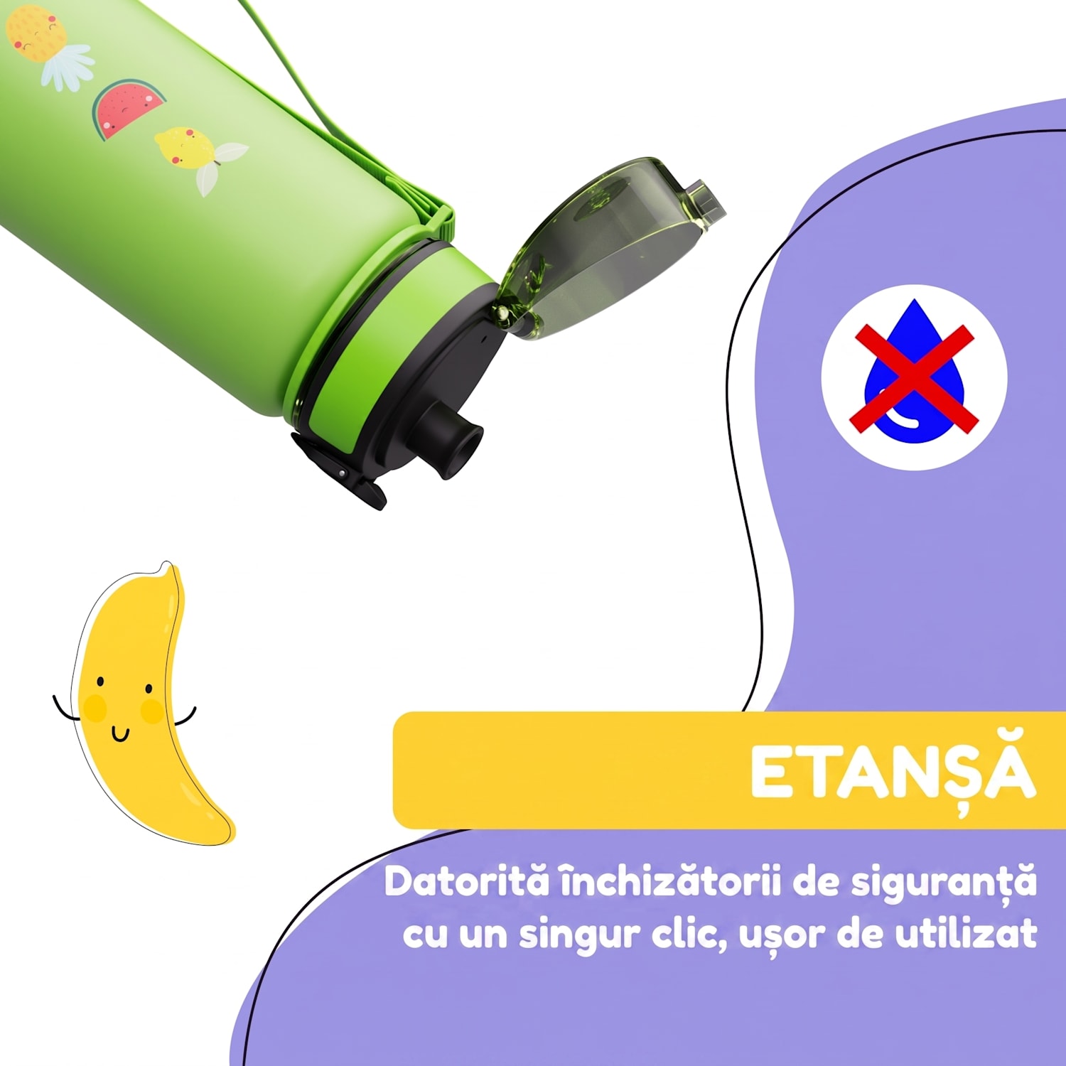 schmatzfatz, sticlă de băut, sticlă sport, 500 ml, 24 cm, tritan 500 ml | Green Fruit