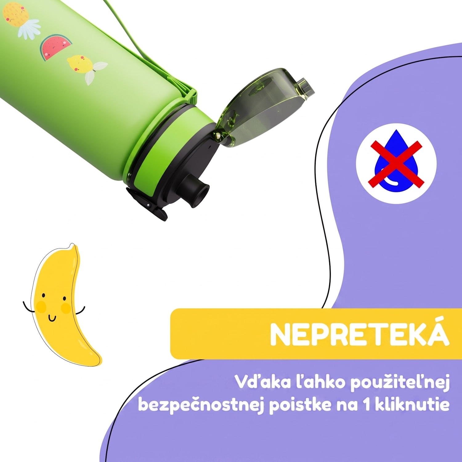 Schmatzfatz, fľaša na pitie, športová fľaša, 500 ml, 24 cm, tritan 500 ml | Green Fruit