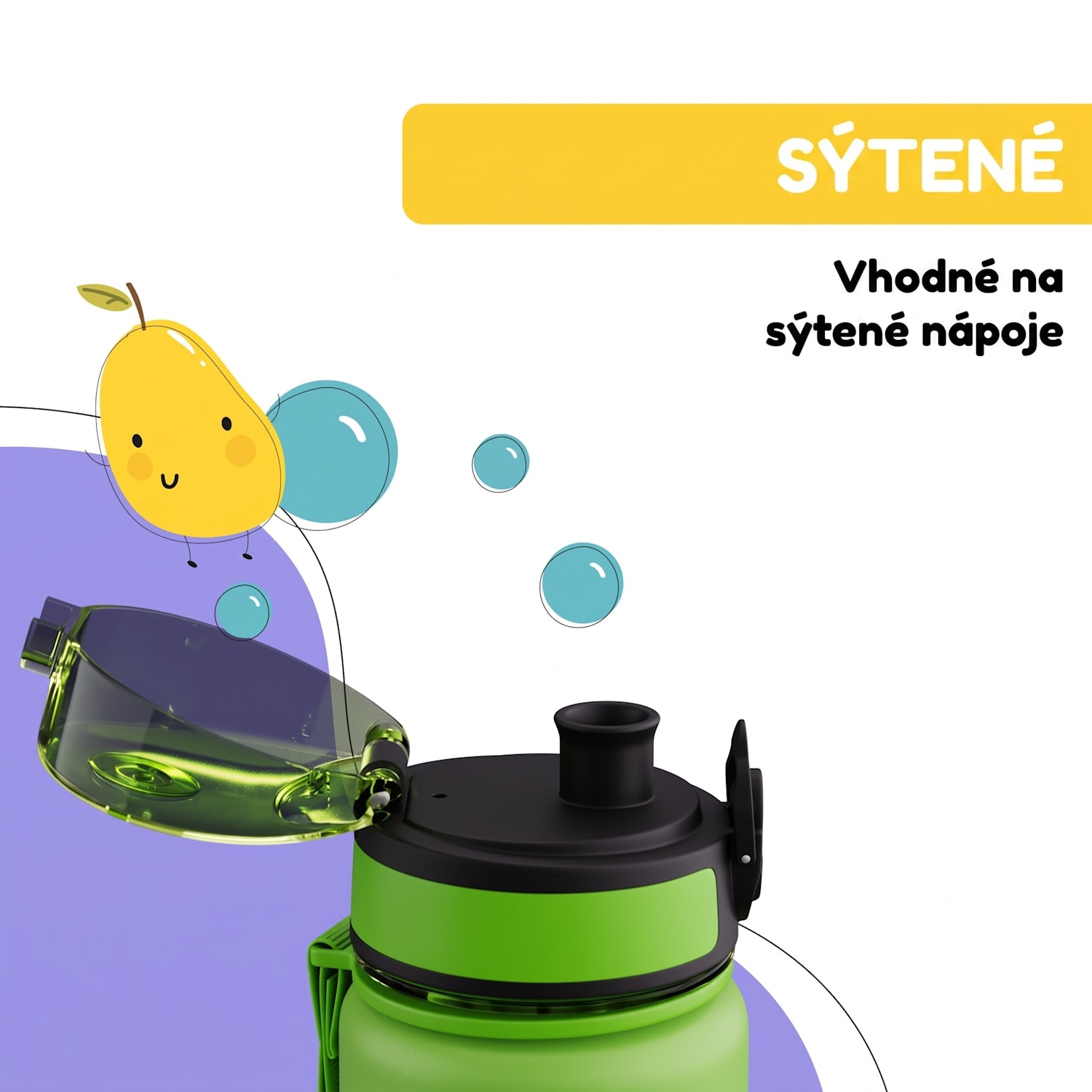 Schmatzfatz, fľaša na pitie, športová fľaša, 500 ml, 24 cm, tritan 500 ml | Green Fruit
