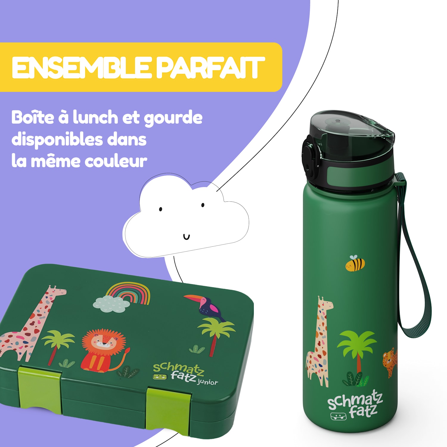 schmatzfatz gourde de sport 500 ml 24 cm Tritan 500 ml | Dark Green Jungle