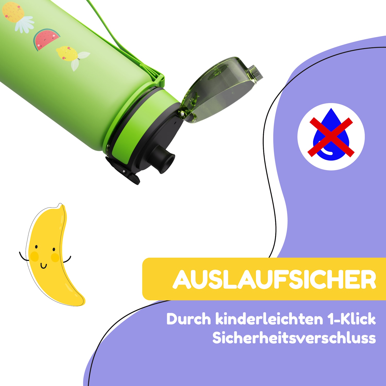 schmatzfatz gourde de sport 500 ml 24 cm Tritan 500 ml | Green Fruit